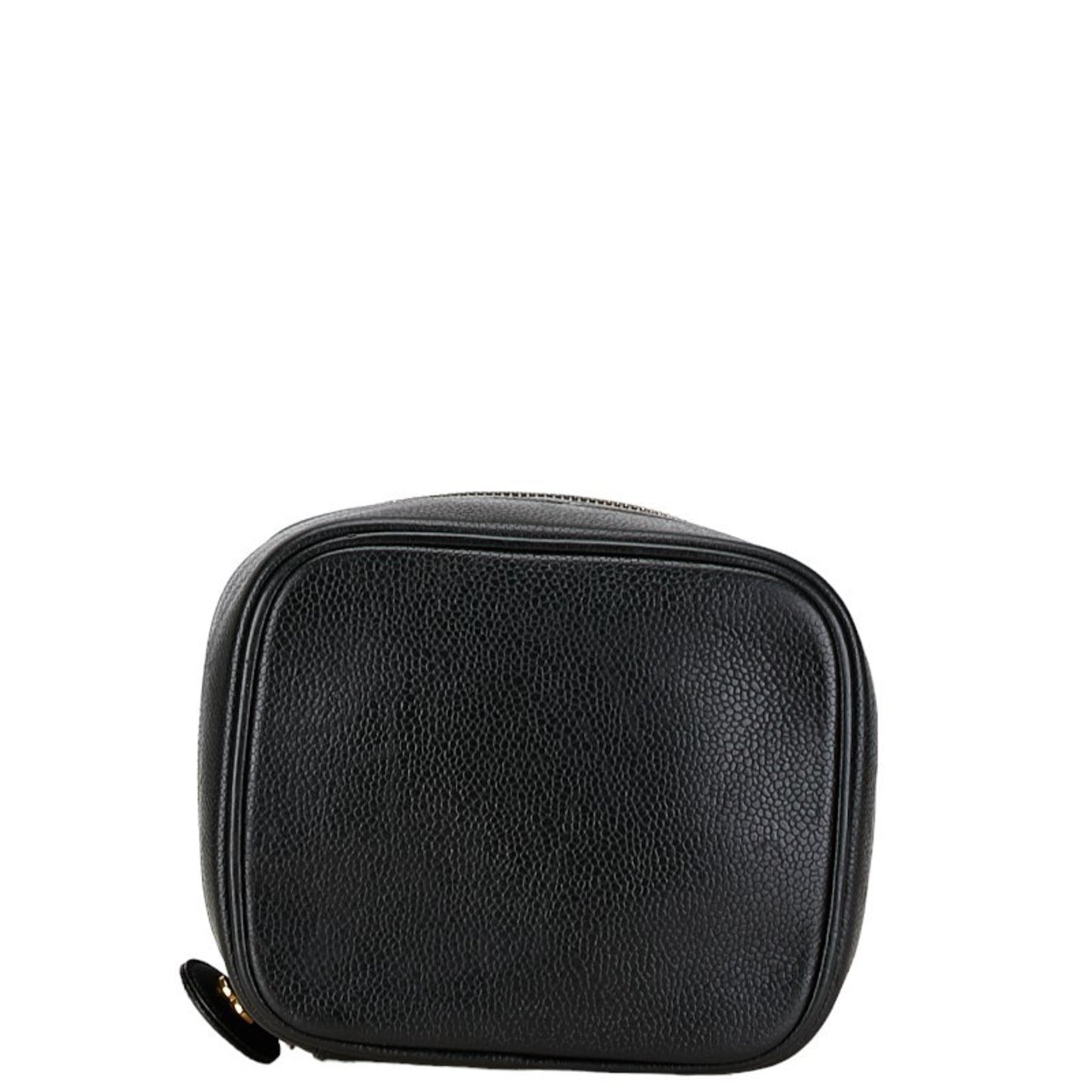 Chanel Caviar Skin Black Gold Caviar Leather Handbag Vanity Bag ()