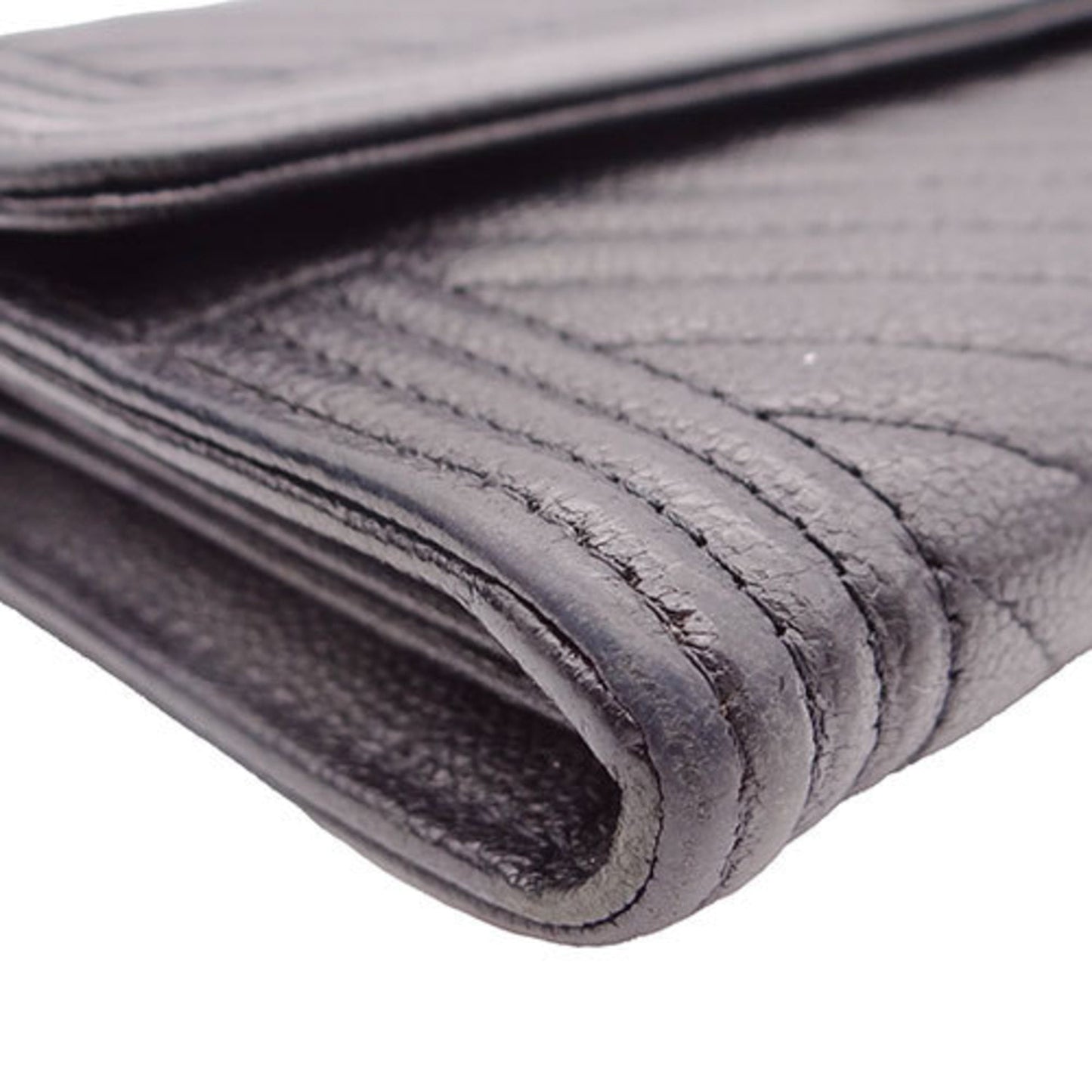 Chanel Black Leather Long Wallet (Bi-Fold) ()