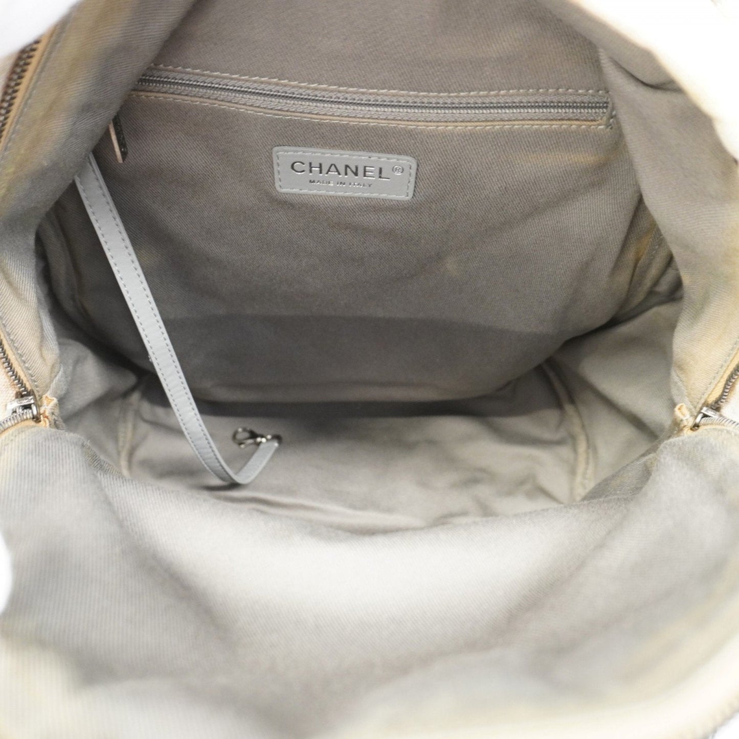 Chanel Beige Multi-Color Canvas Backpack ()