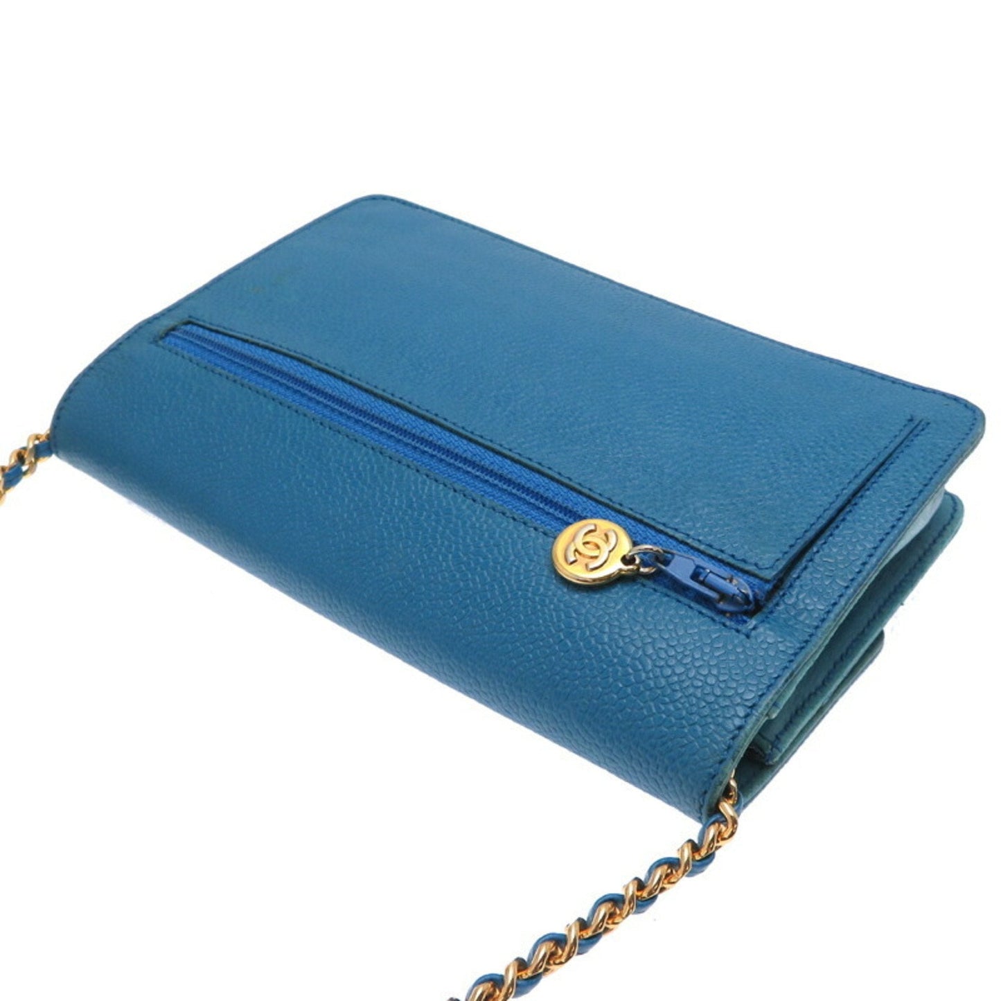 Chanel Blue Grained Calfskin Shoulder Bag ()