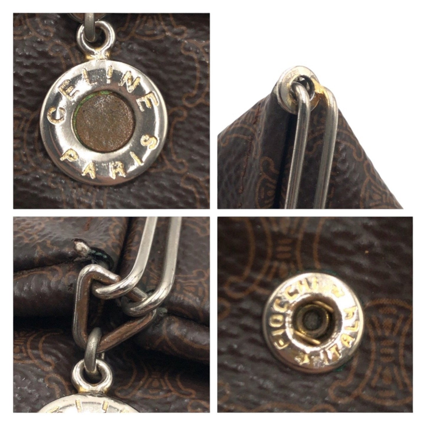 CELINE Vintage Macadam Brown with Silver Hardware Wallet/Coin Purse for Women