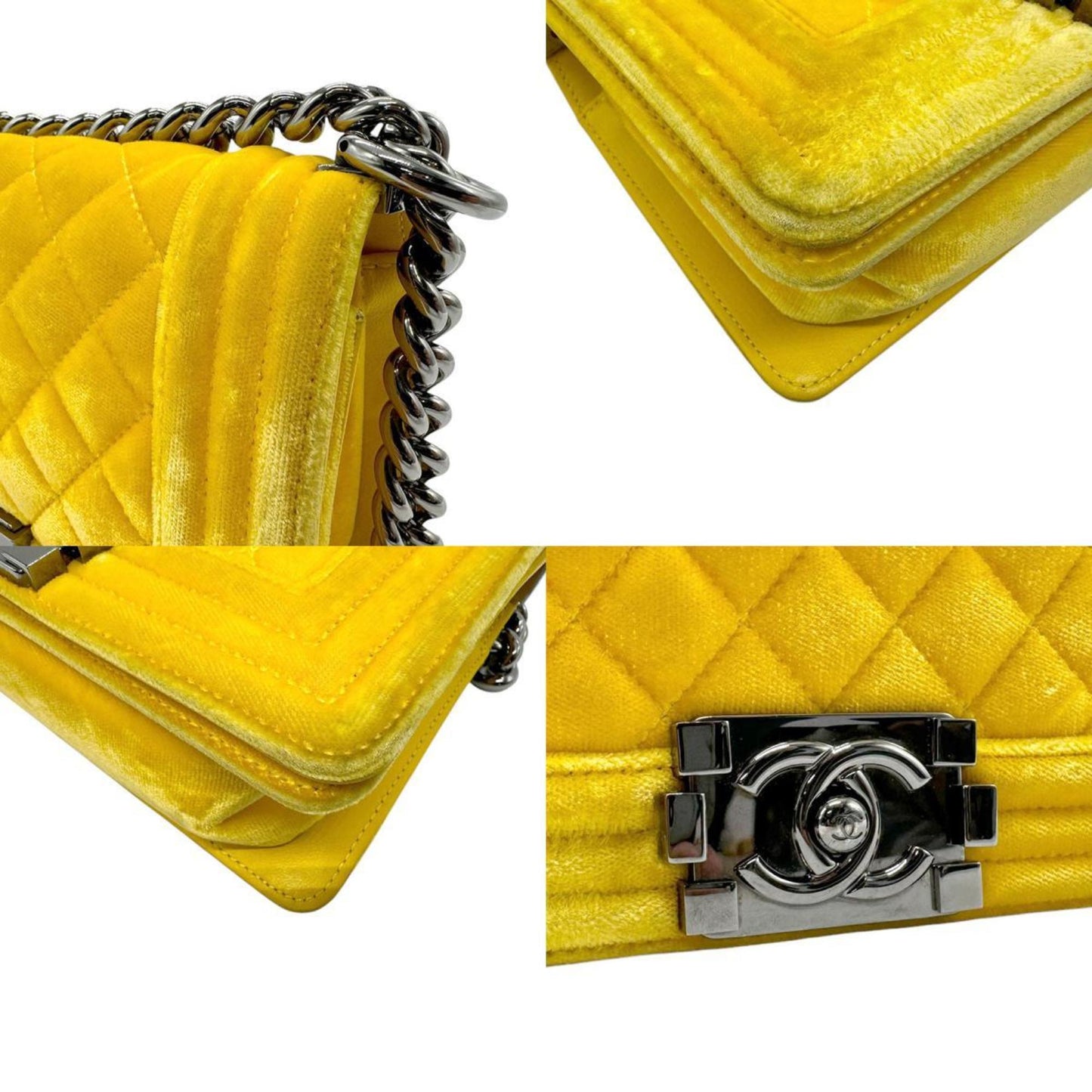Chanel Yellow Velvet Shoulder Bag ()