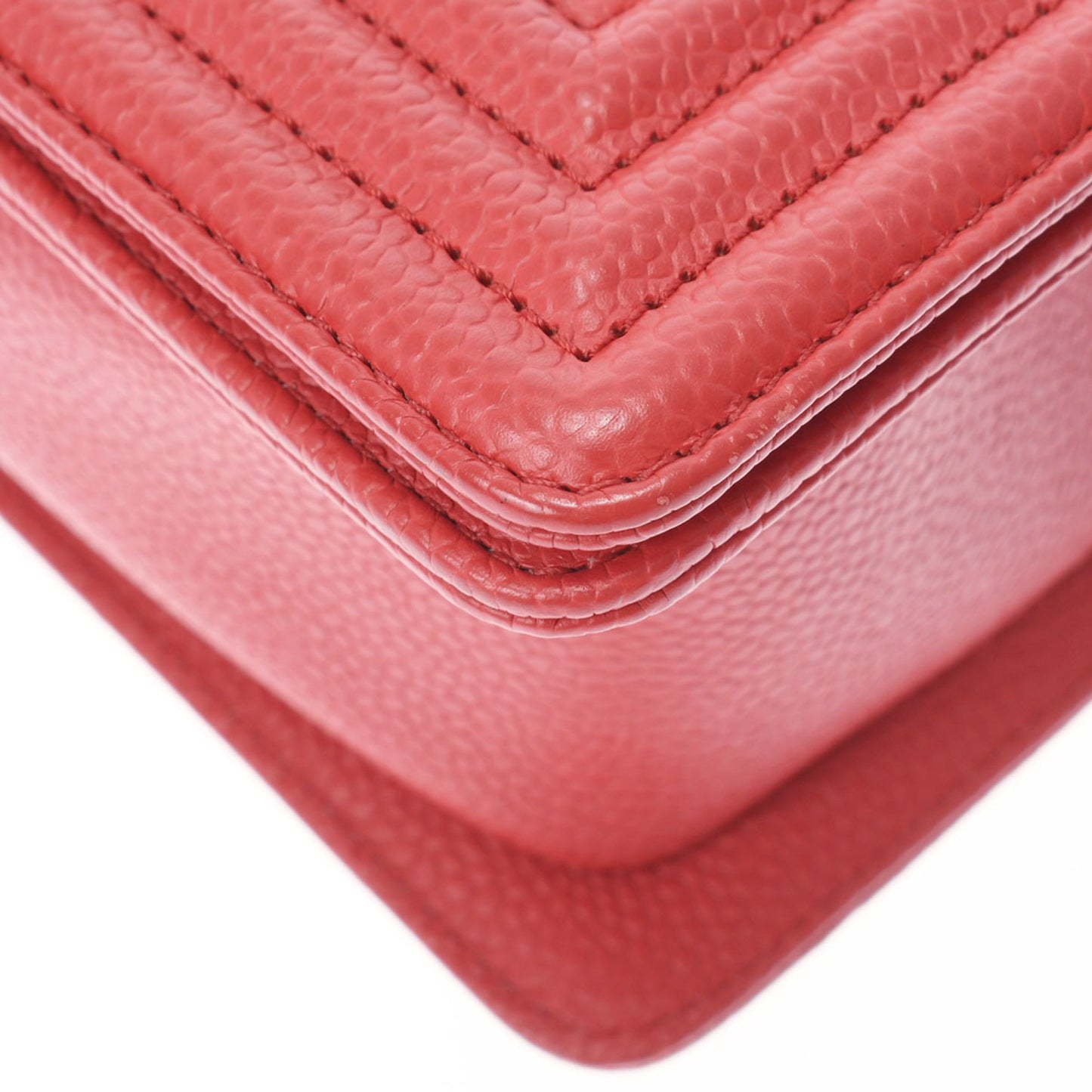 Chanel Red Color Caviar Leather Shoulder Bag ()