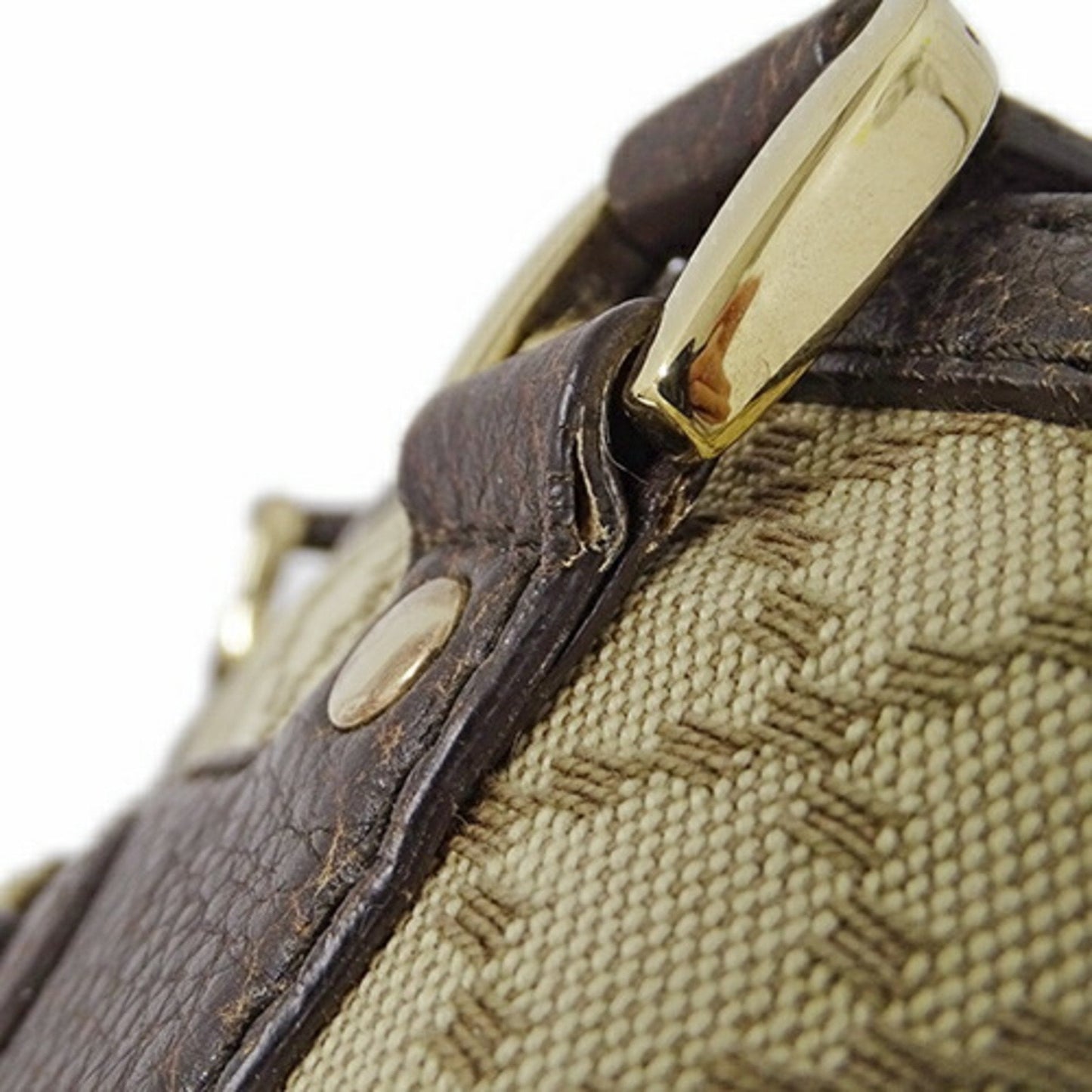 Gucci Diamante Beige Brown Canvas Handbag Tote Bag ()