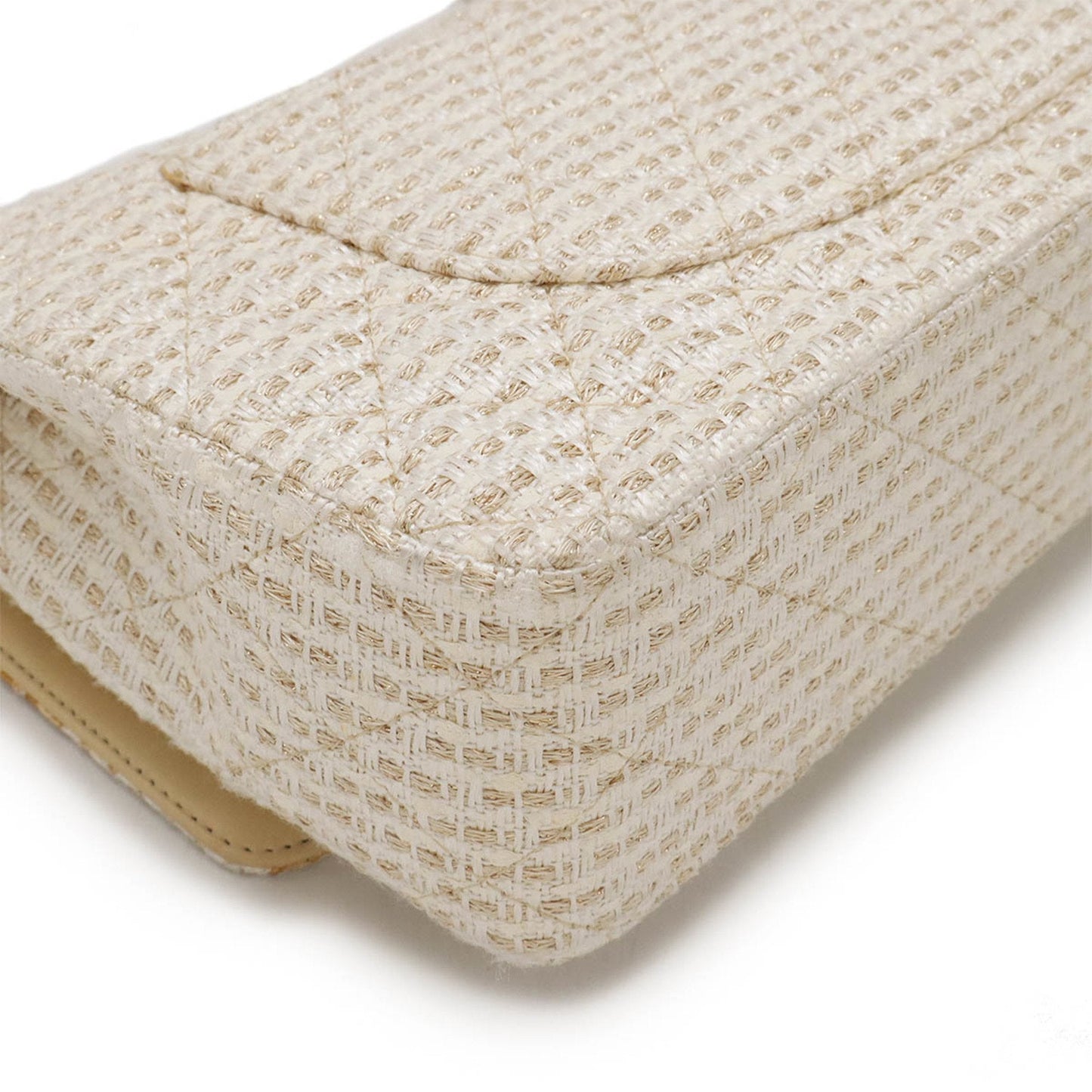 Chanel Beige Ivory Tweed Leather Shoulder Bag ()