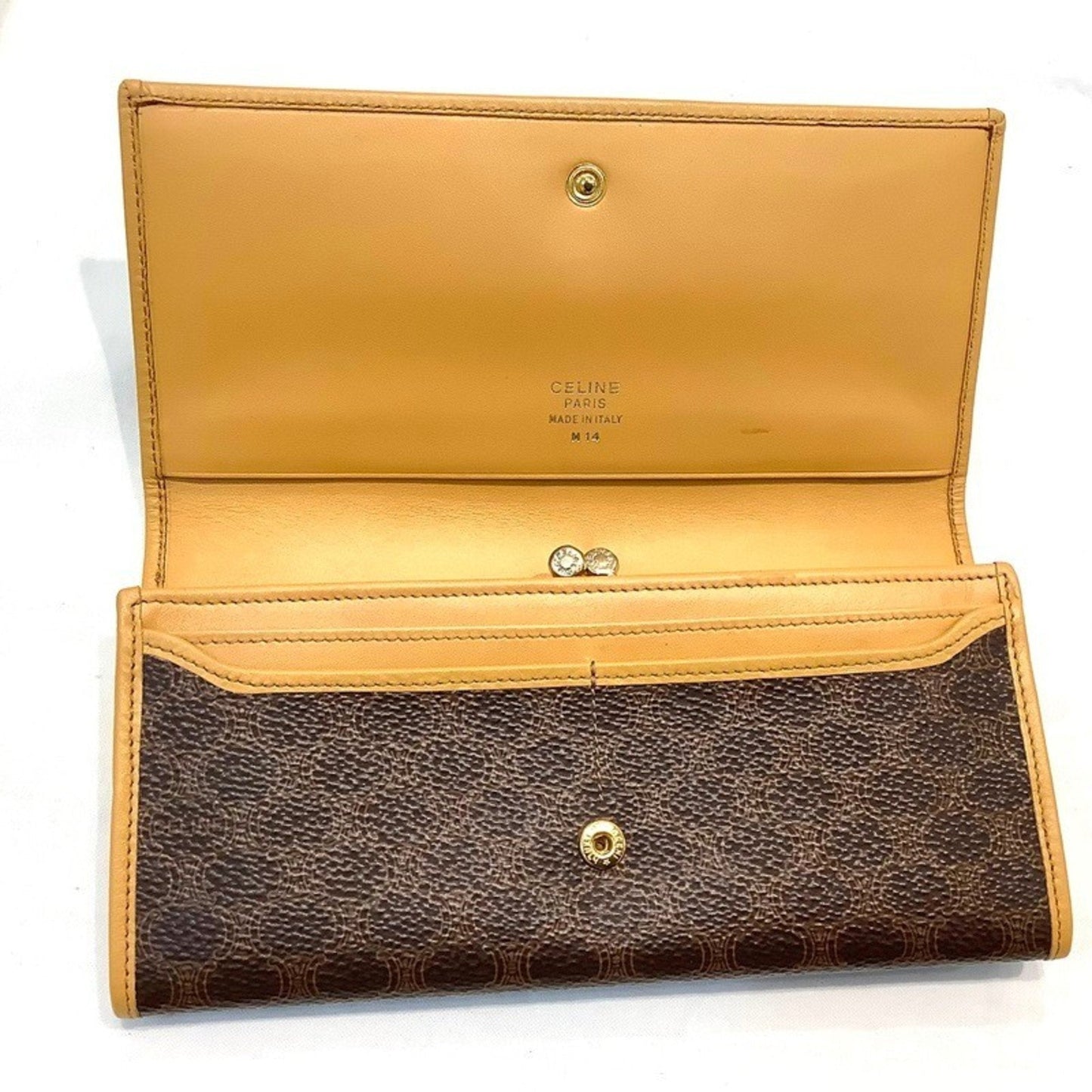 Celine Macadam PVC Long Wallet, Dark Brown, M14, Old KB-9840