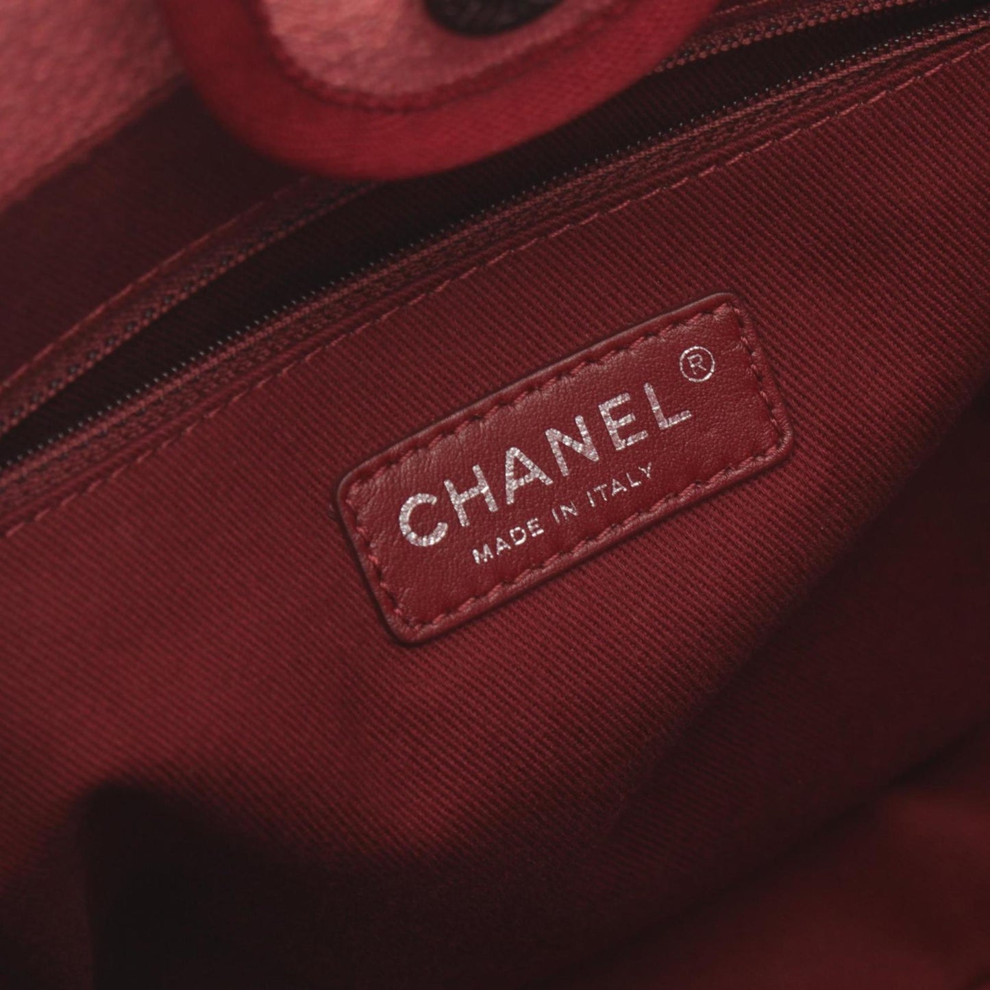 Chanel Red Color Canvas Leather Tote Bag ()