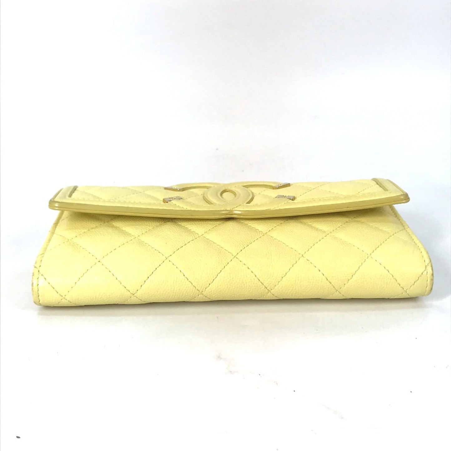 Chanel Yellow Leather Long Wallet (Bi-Fold) ()