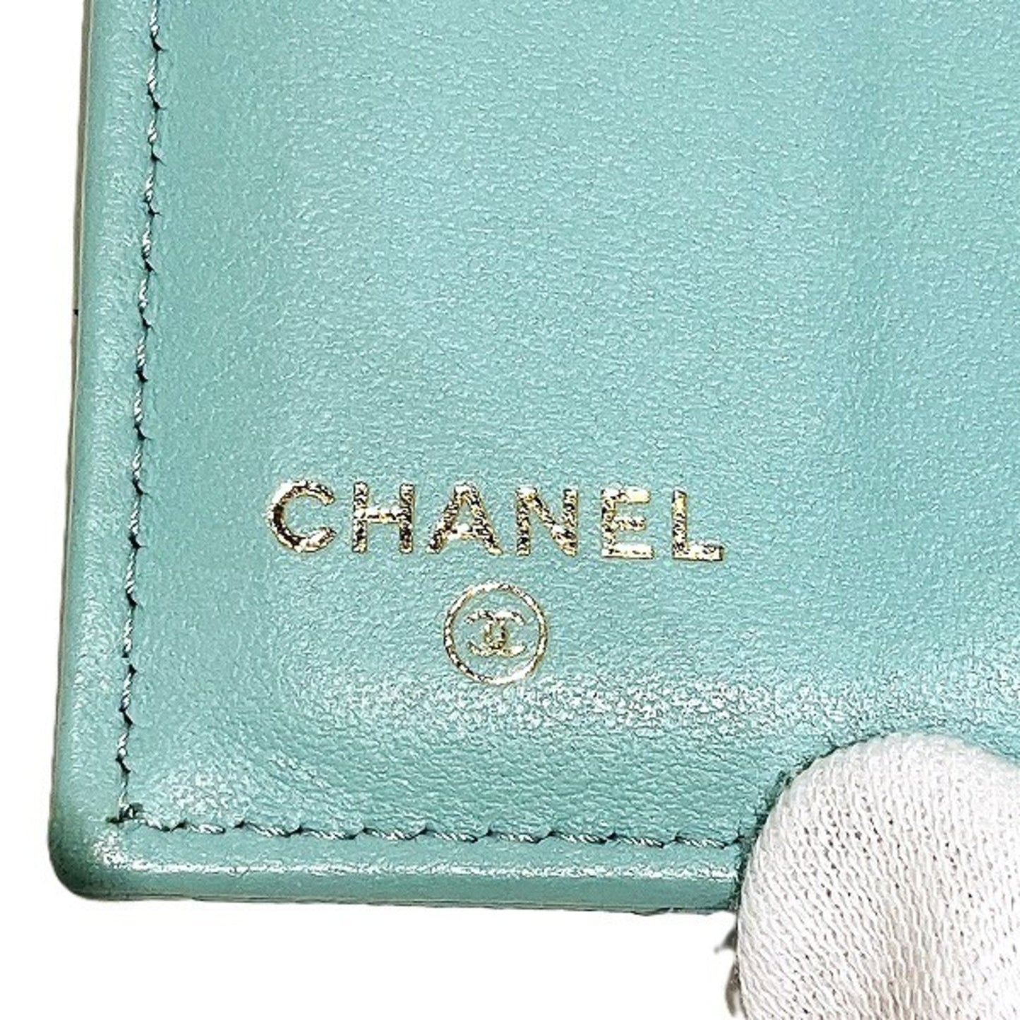 Chanel Light Blue Grained Calfskin Wallet (Tri-Fold) ()