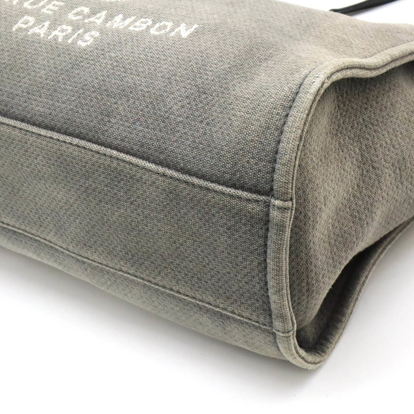 Chanel Black Gray Canvas Leather Shoulder Bag Tote Bag ()