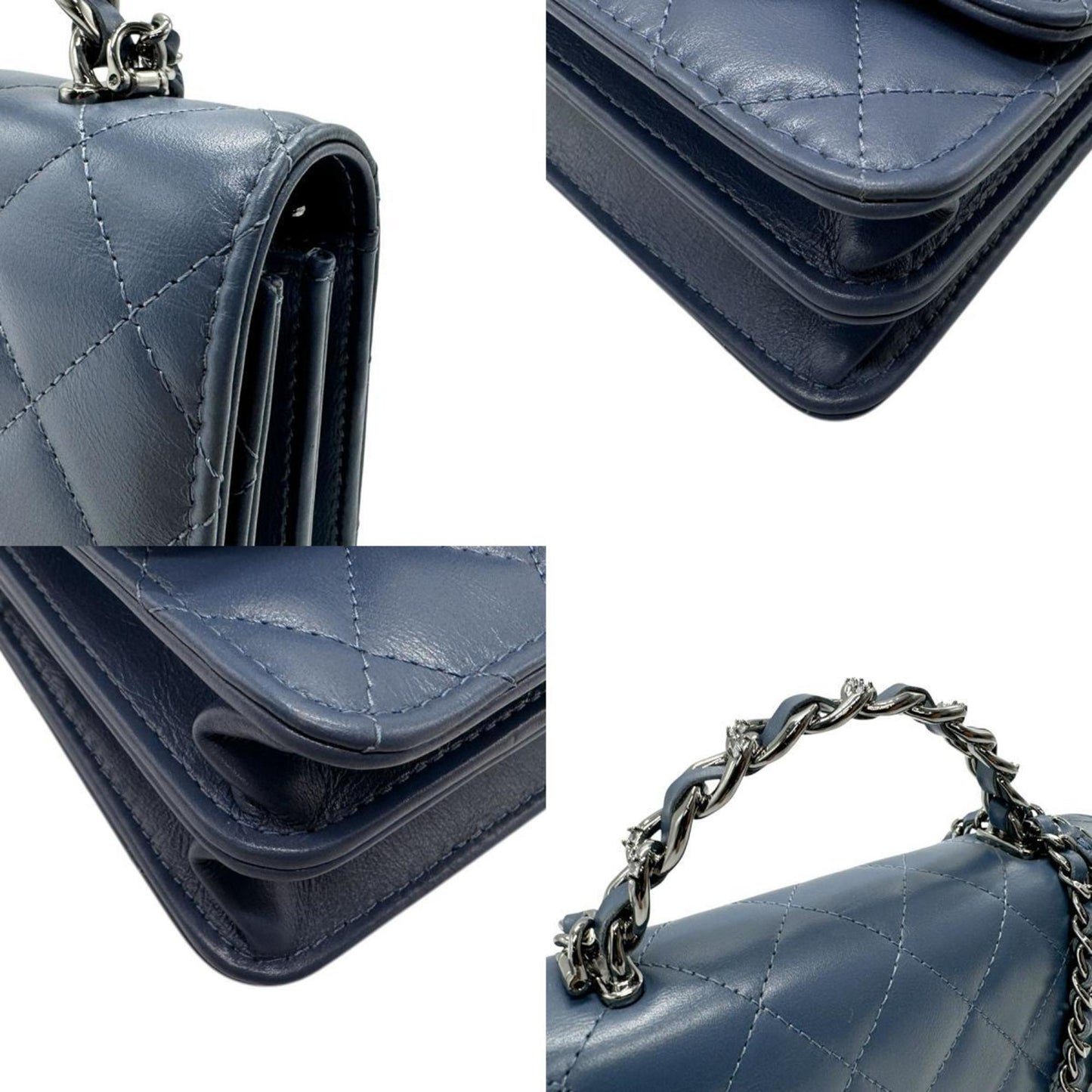 Chanel Blue Leather Chain/Shoulder Wallet ()