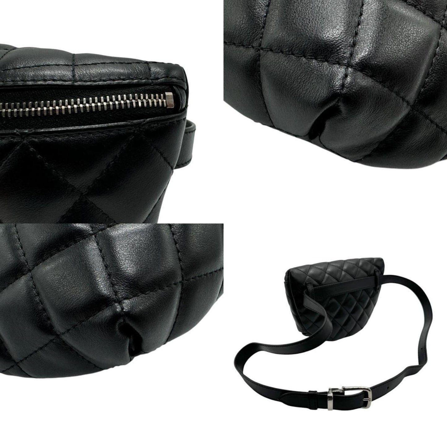Chanel Black Leather Fanny Pack Sling Bag ()