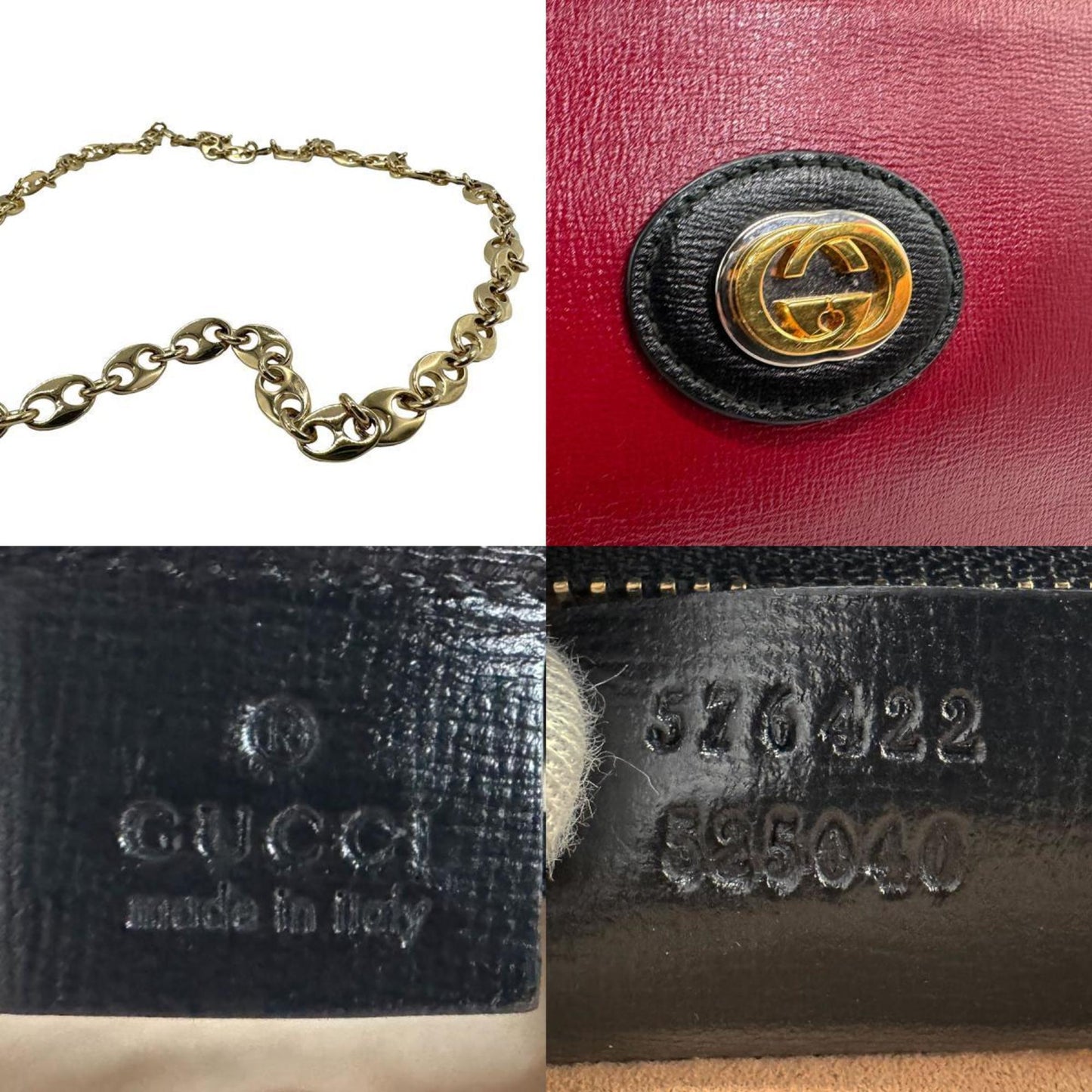 Gucci Black Red Color Leather Shoulder Bag ()