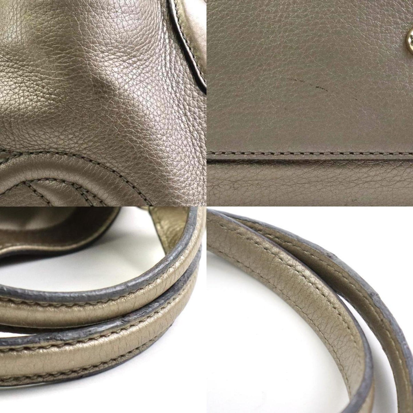 Gucci Metallic Gray Leather Handbag Shoulder Bag ()