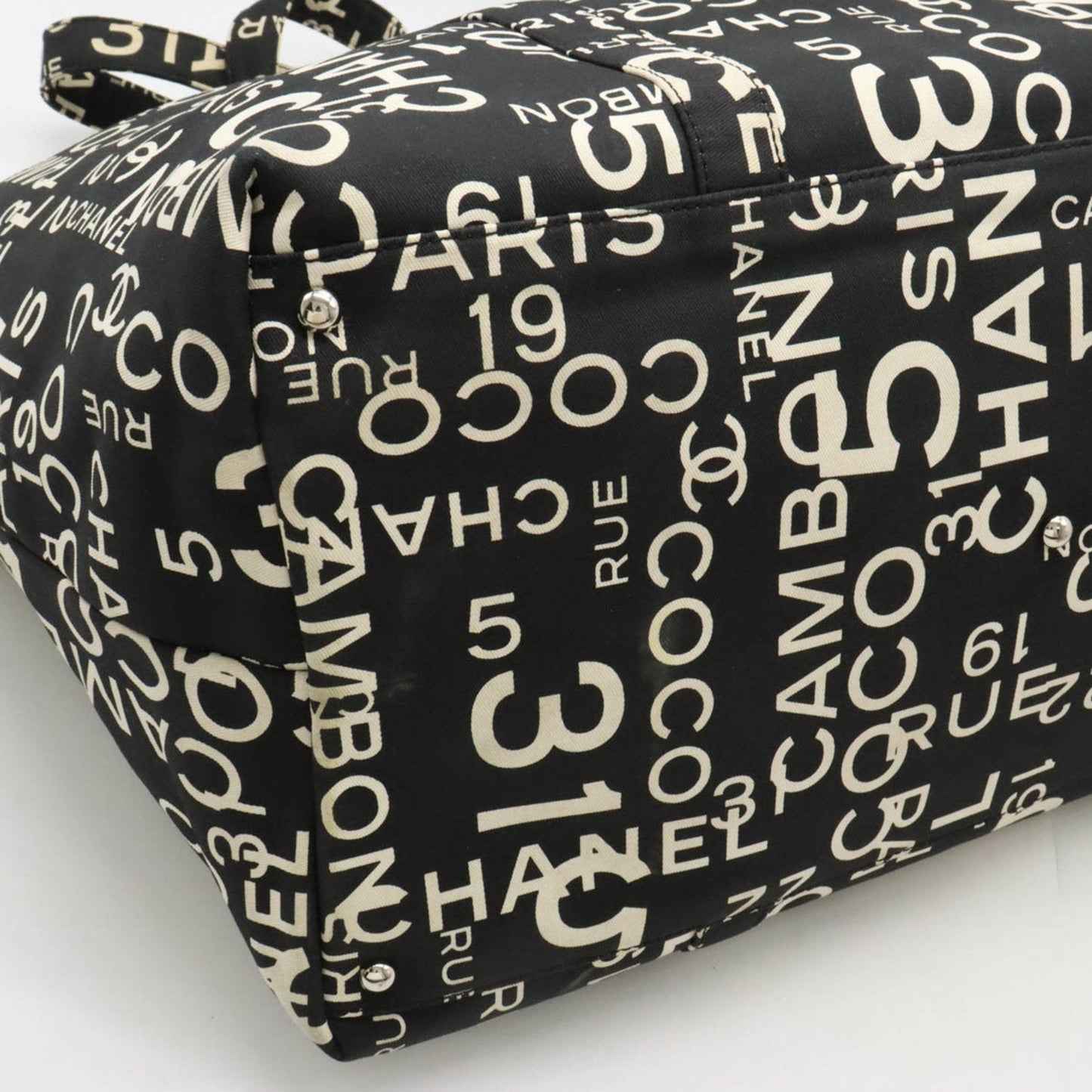 Chanel Black Ivory Canvas Shoulder Bag Tote Bag ()