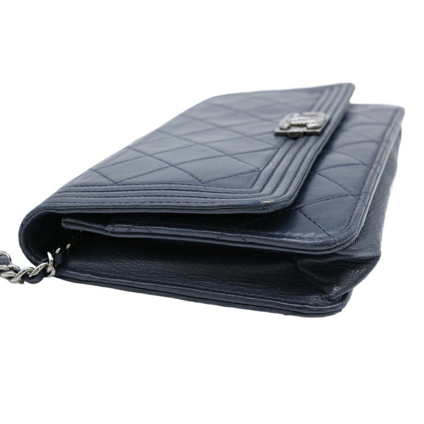 Chanel Navy Leather Chain/Shoulder Wallet ()