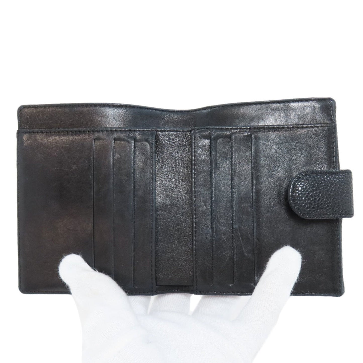 Chanel Black Grained Calfskin Wallet (Bi-Fold) ()