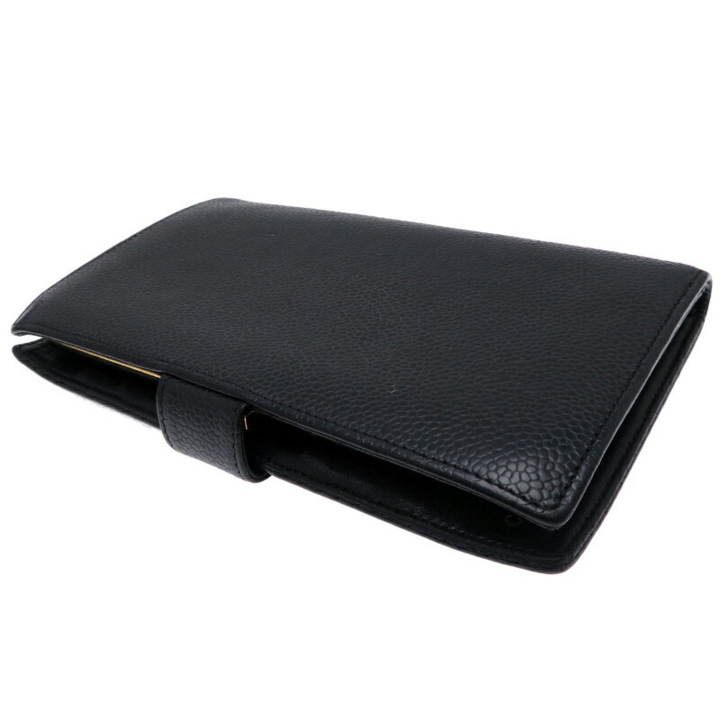 Chanel Black Grained Calfskin Long Wallet (Bi-Fold) ()