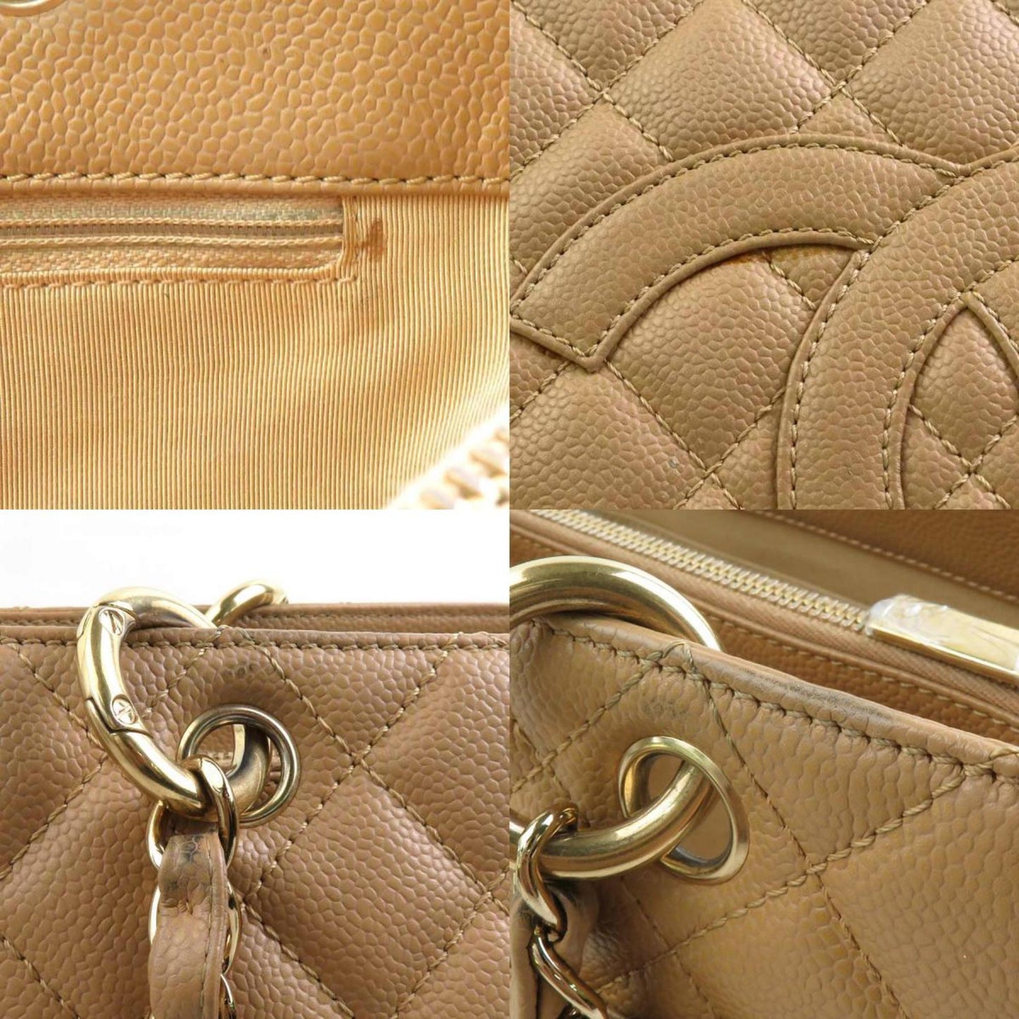 Chanel Beige Caviar Leather Shoulder Bag ()