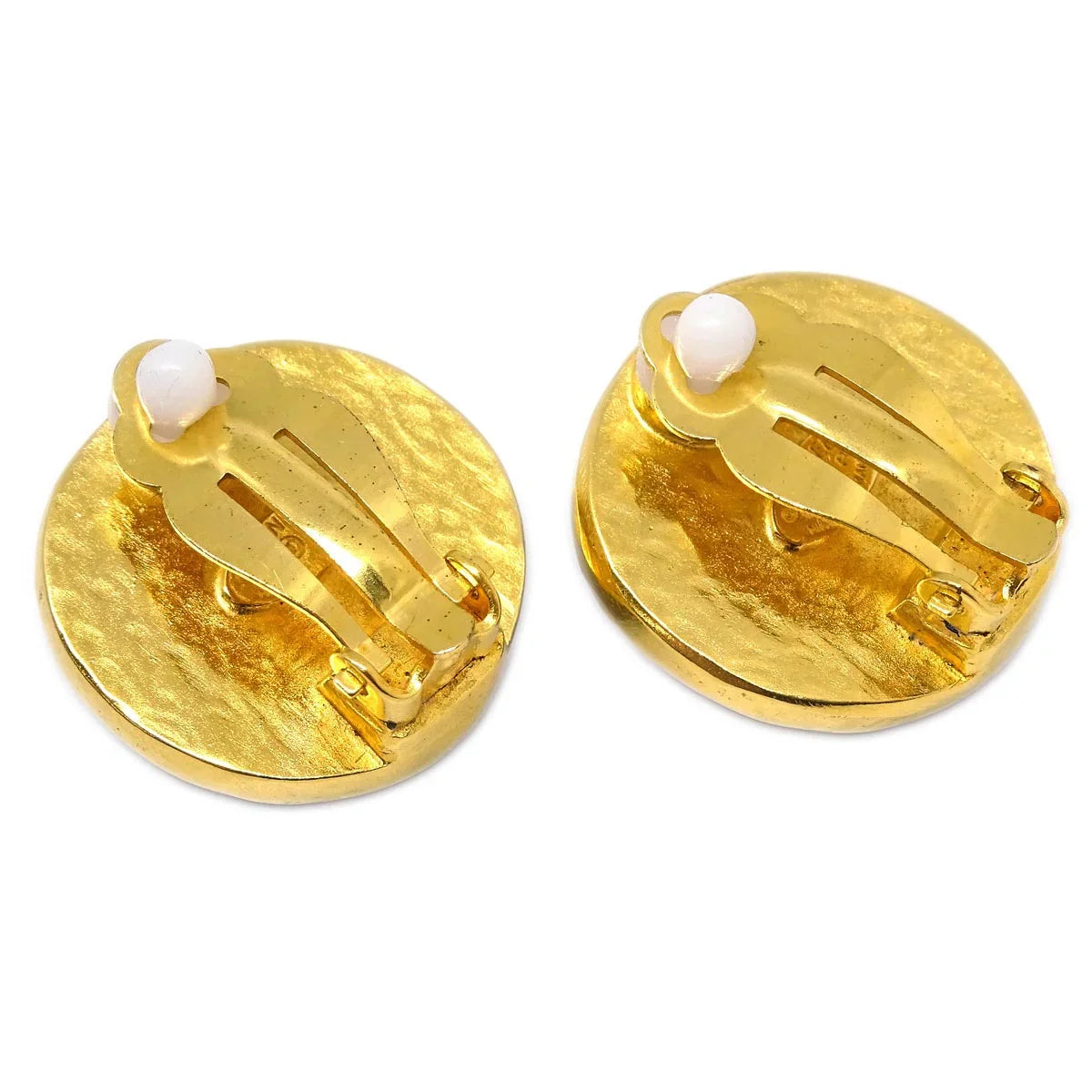Chanel Red Button Earrings Clip-On 98P