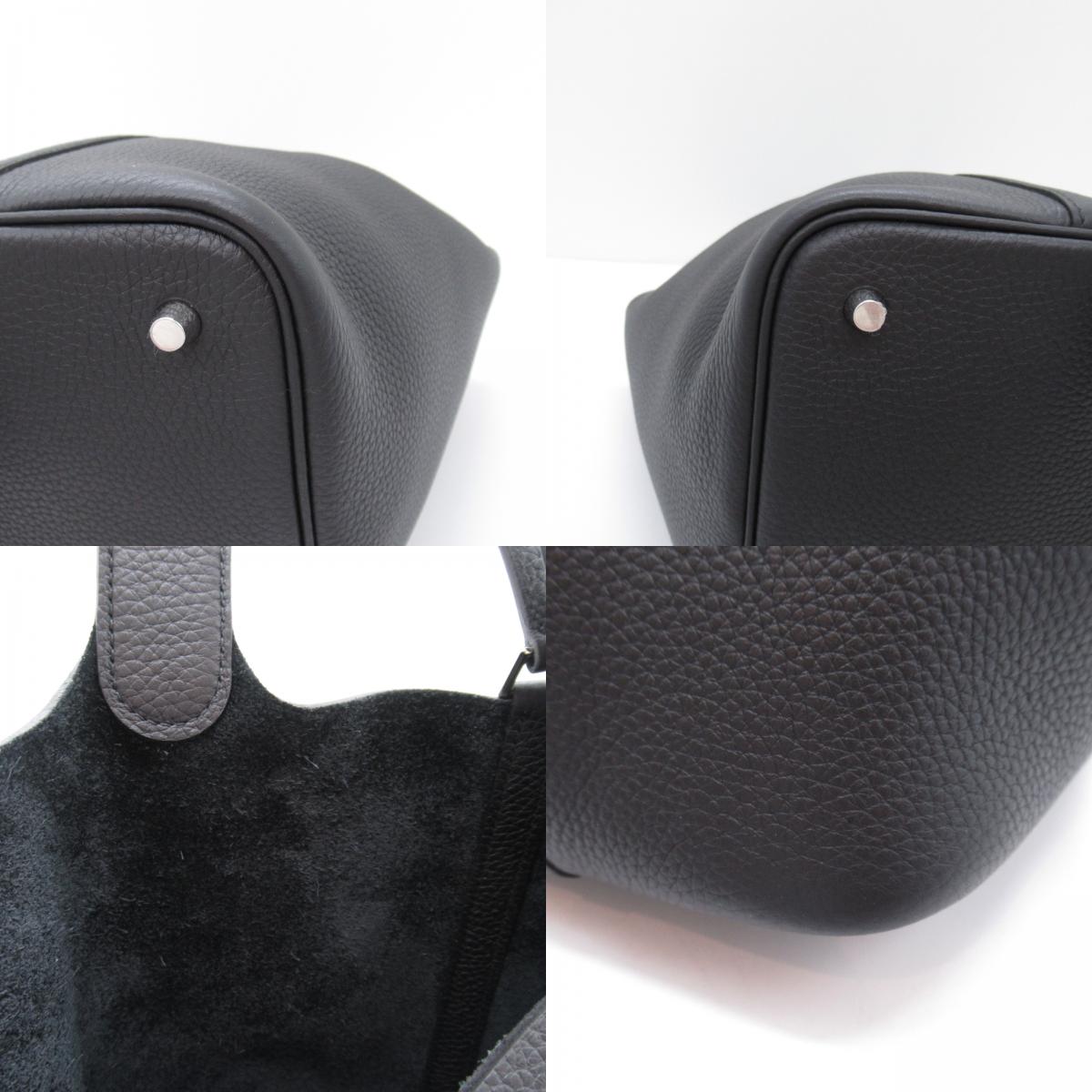 Hermes Picotin Lock MM Leather Handbag Black