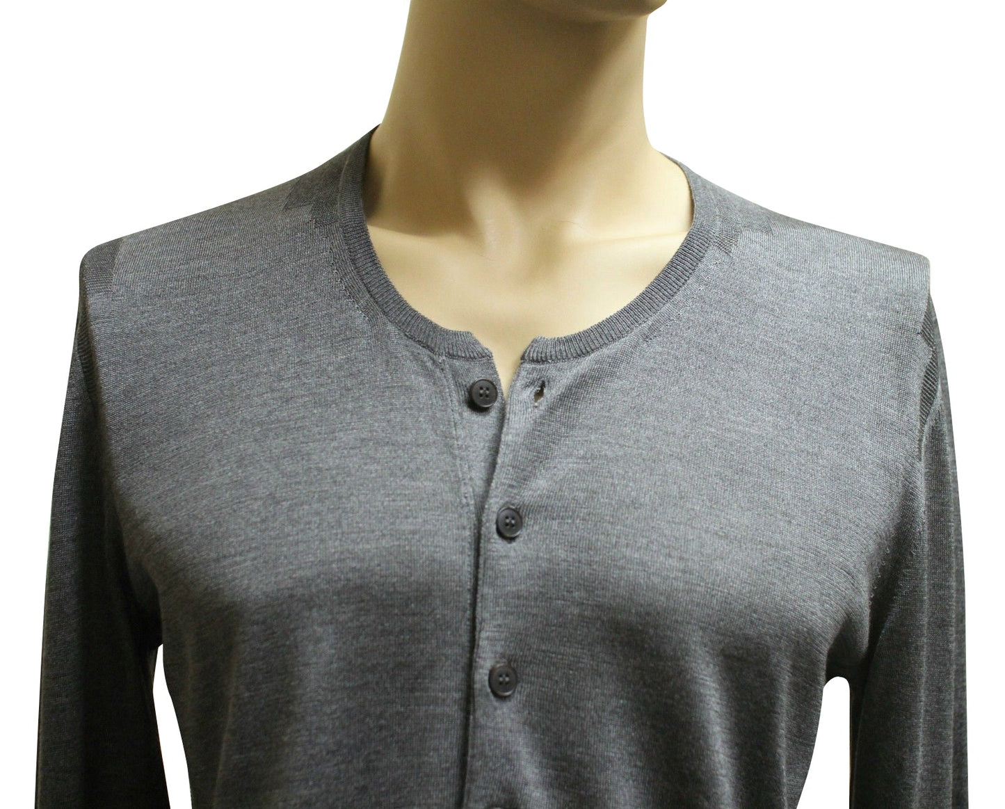 Gucci Men's Top Buttoned Gray Silk Sweater