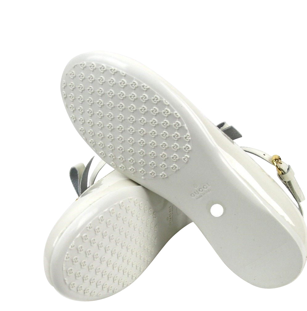 Gucci Kids White Patent Leather Ballet Flat With Bow 285312 285313
