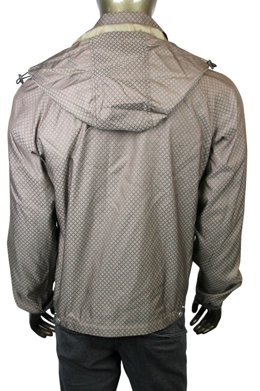 Gucci Men's Diamante Brown Polyamide Polyester Hooded Blouse Jacket