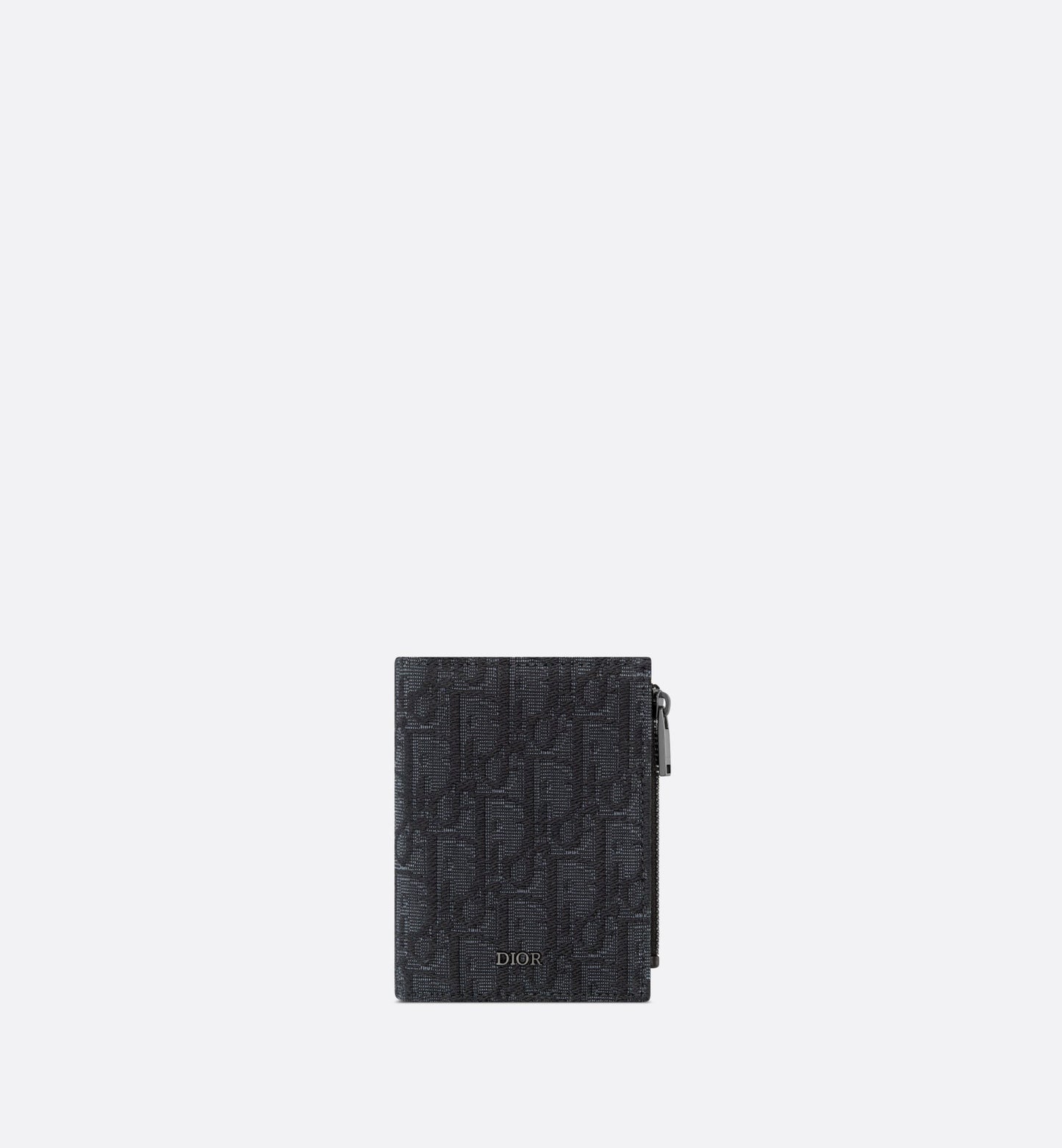 Vertical Compact Card Holder • Black Dior Oblique Jacquard