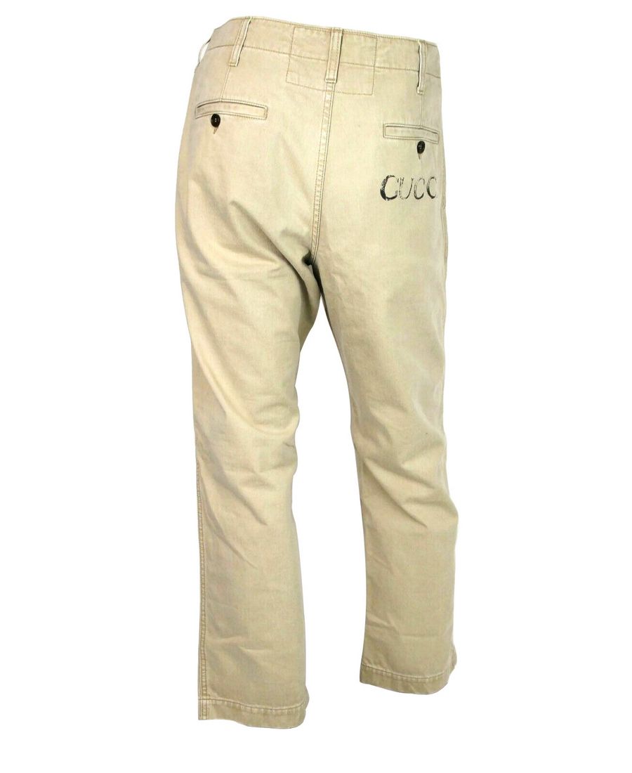 Gucci Light Brown Washed Cotton Pant Gucci Men's Print