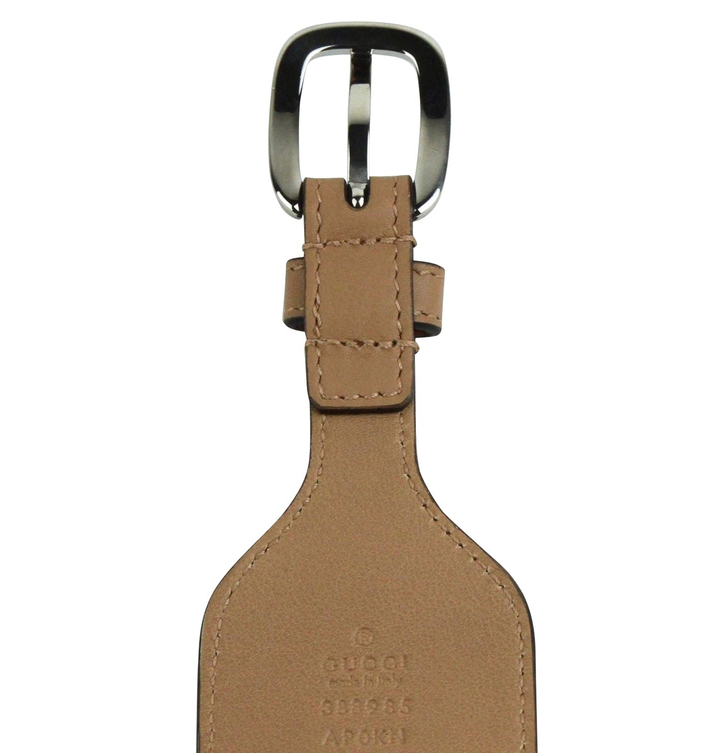 Gucci Women's Studded Skinny Silver Buckle Beige Leather Belt (95 / 38)