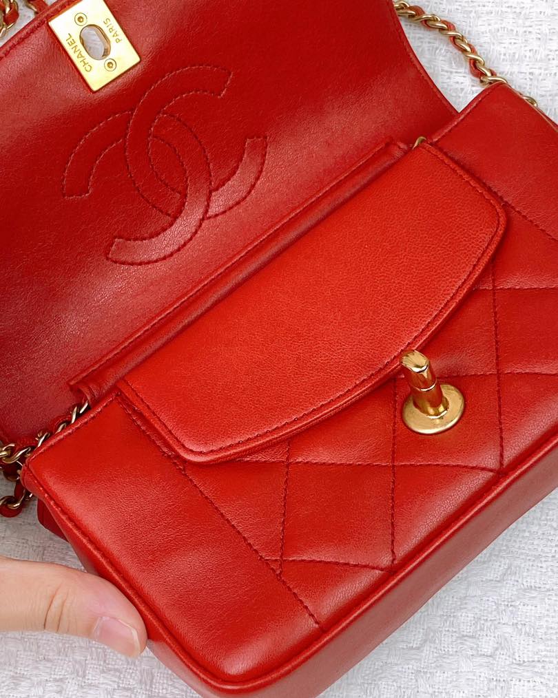Chanel Red Calfskin Mini Diana Reissue Flap Bag GHW