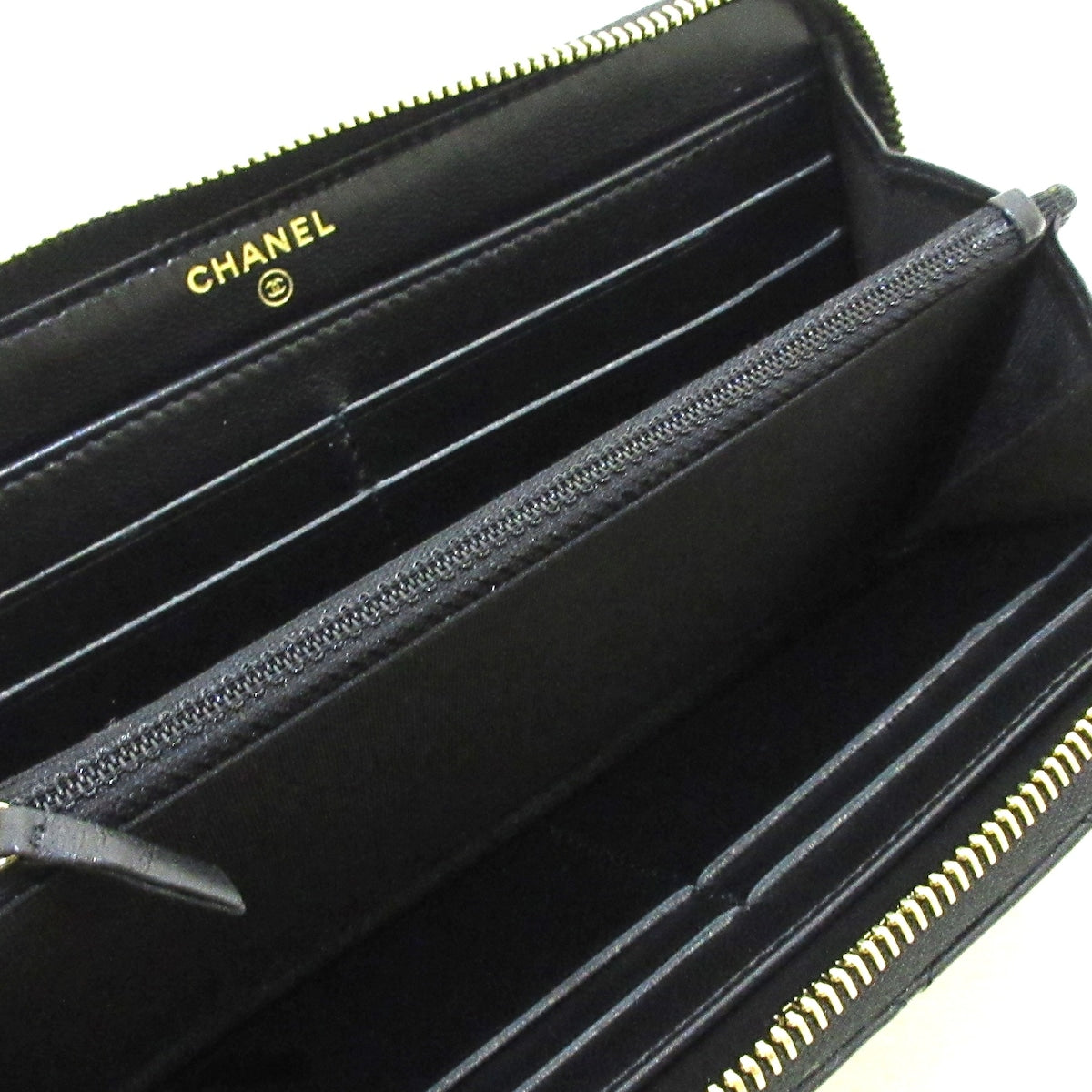 Chanel Black Leather Camellia wallet accessories