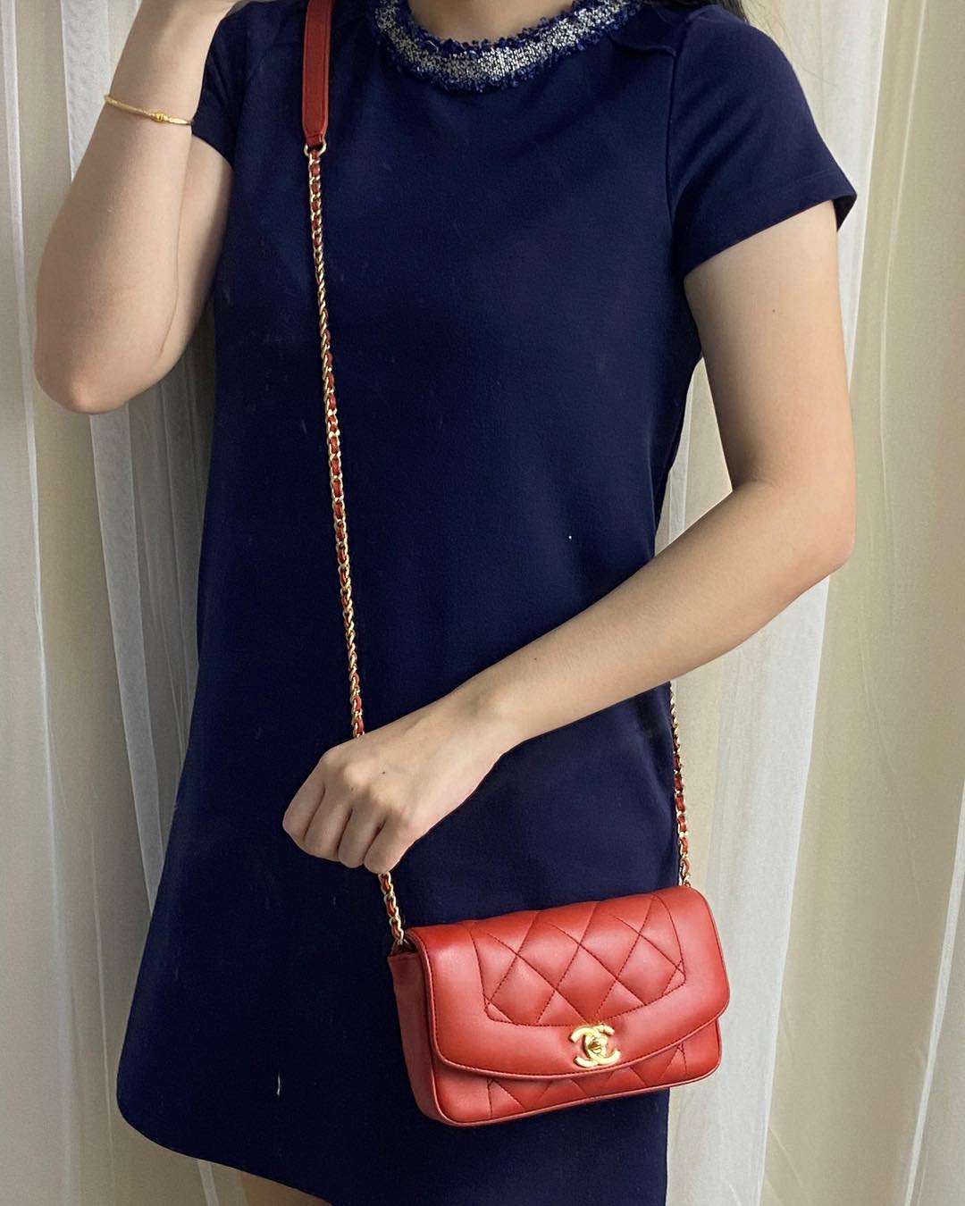 Chanel Red Calfskin Mini Diana Reissue Flap Bag GHW