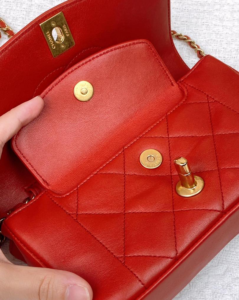 Chanel Red Calfskin Mini Diana Reissue Flap Bag GHW