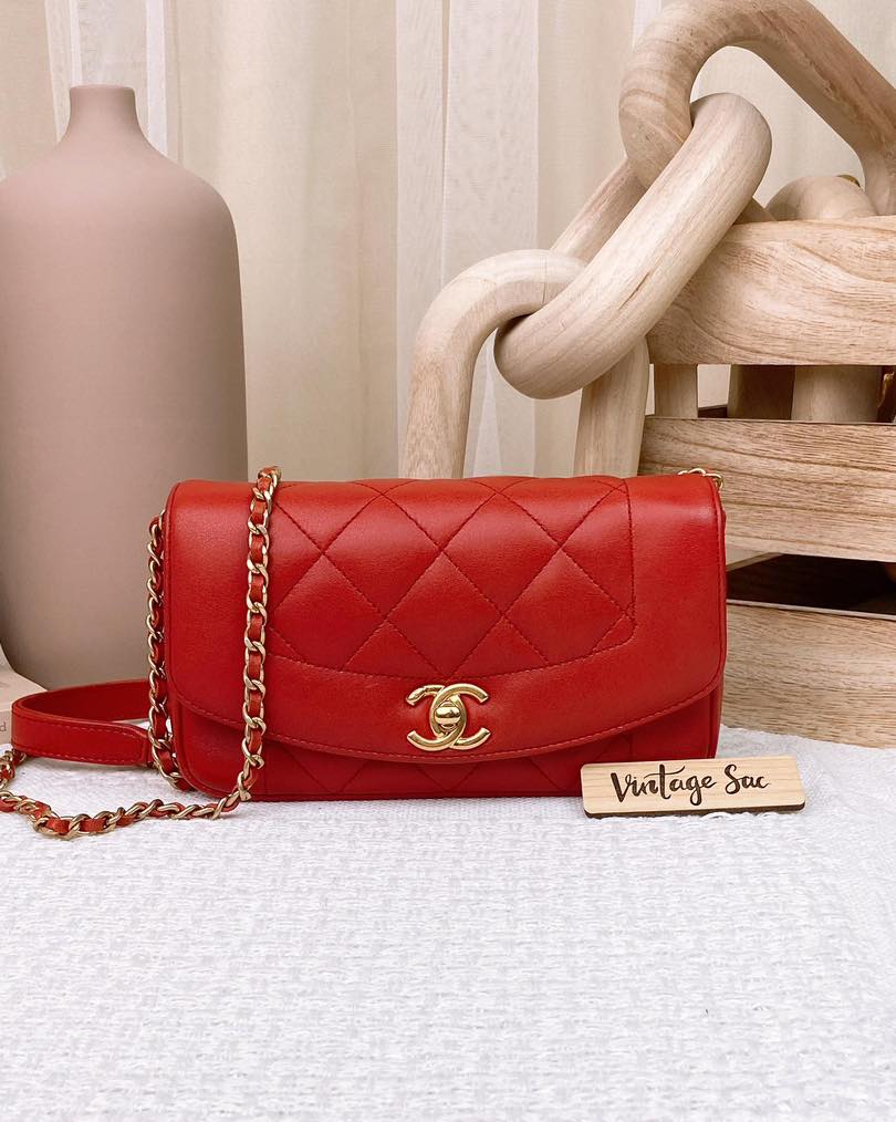 Chanel Red Calfskin Mini Diana Reissue Flap Bag GHW