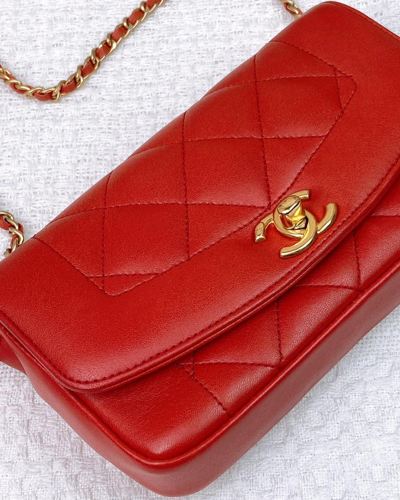 Chanel Red Calfskin Mini Diana Reissue Flap Bag GHW