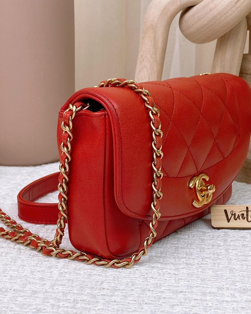 Chanel Red Calfskin Mini Diana Reissue Flap Bag GHW