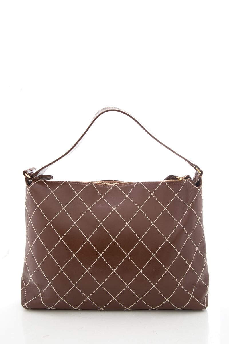 Chanel Brown Surpique Hobo Handbag