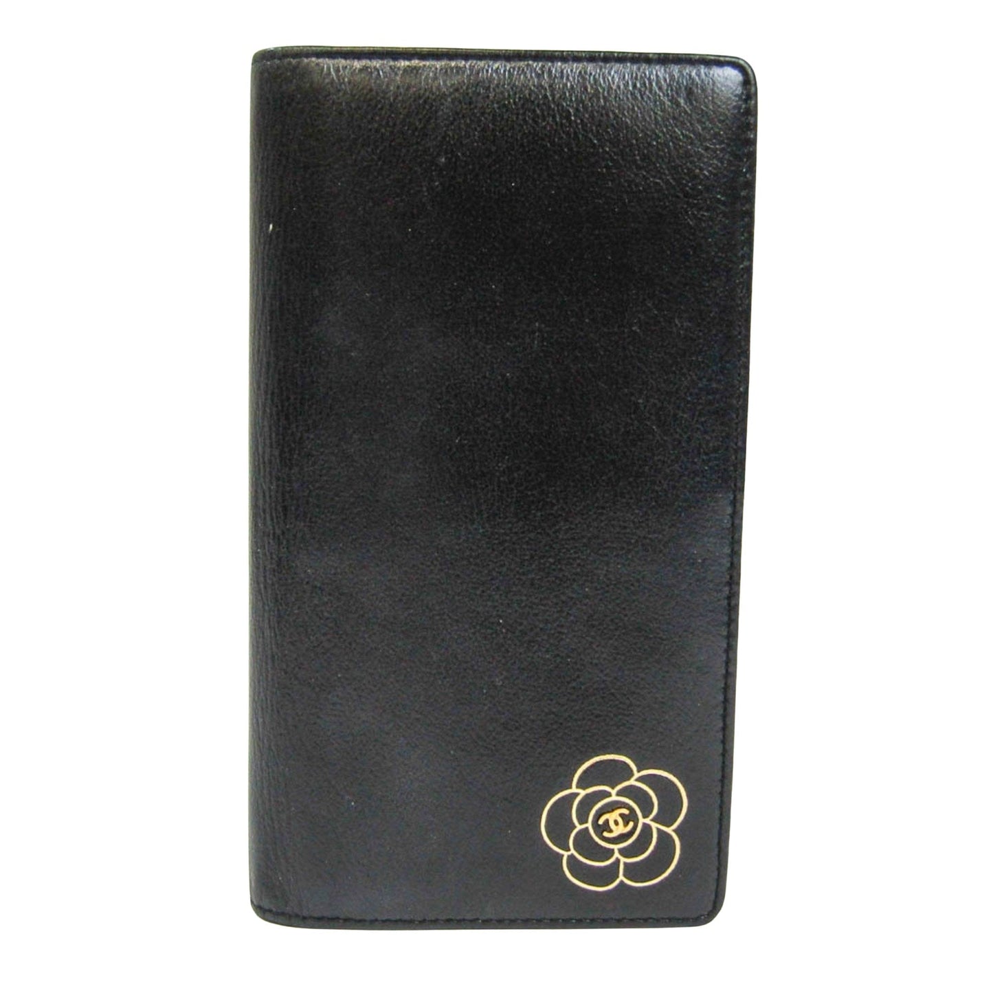Chanel Black Leather Camellia wallet accessories