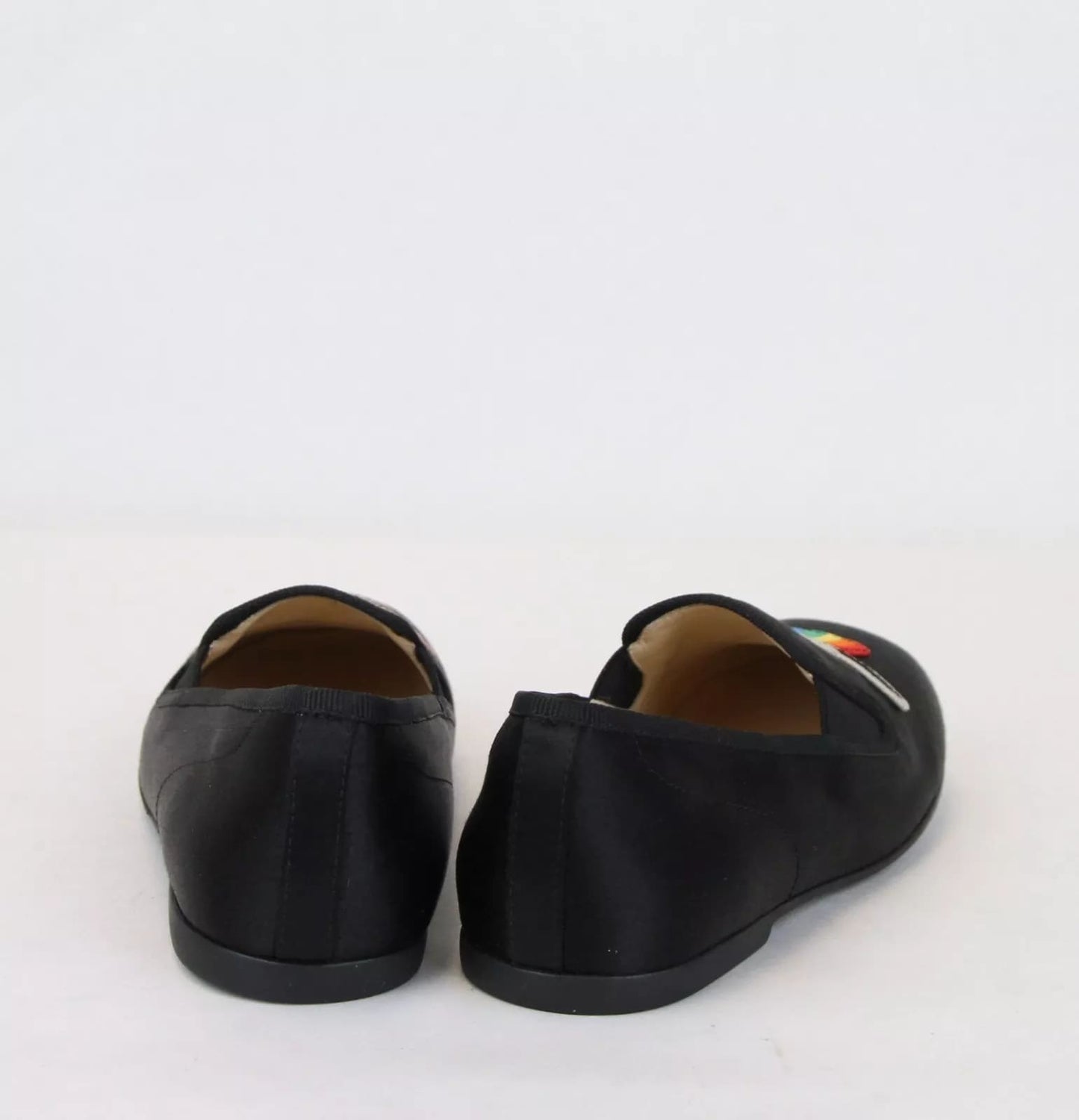 Gucci Unisex Children's Black Silk Flats w/Heart Icon 32/US .5 484976 1000