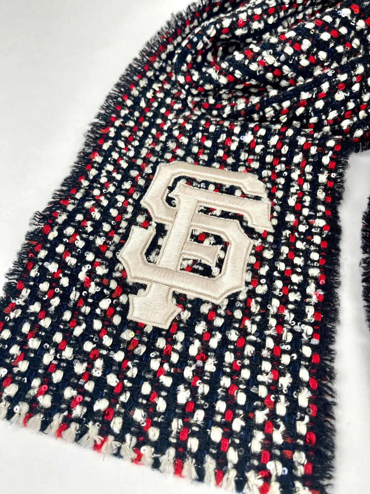 New Gucci SF Giant Blue Red Ivory Wool Blend Long Scarf