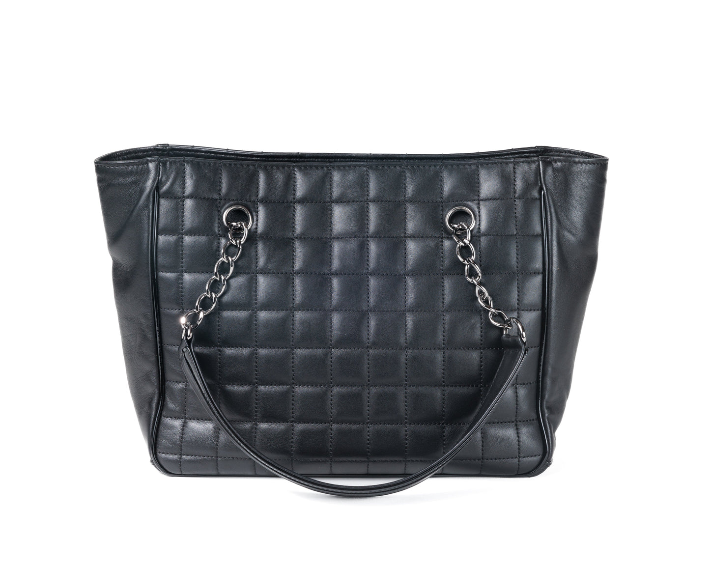 Chanel Black Lambskin Camellia Mini Shopper Tote with Silver Hardware