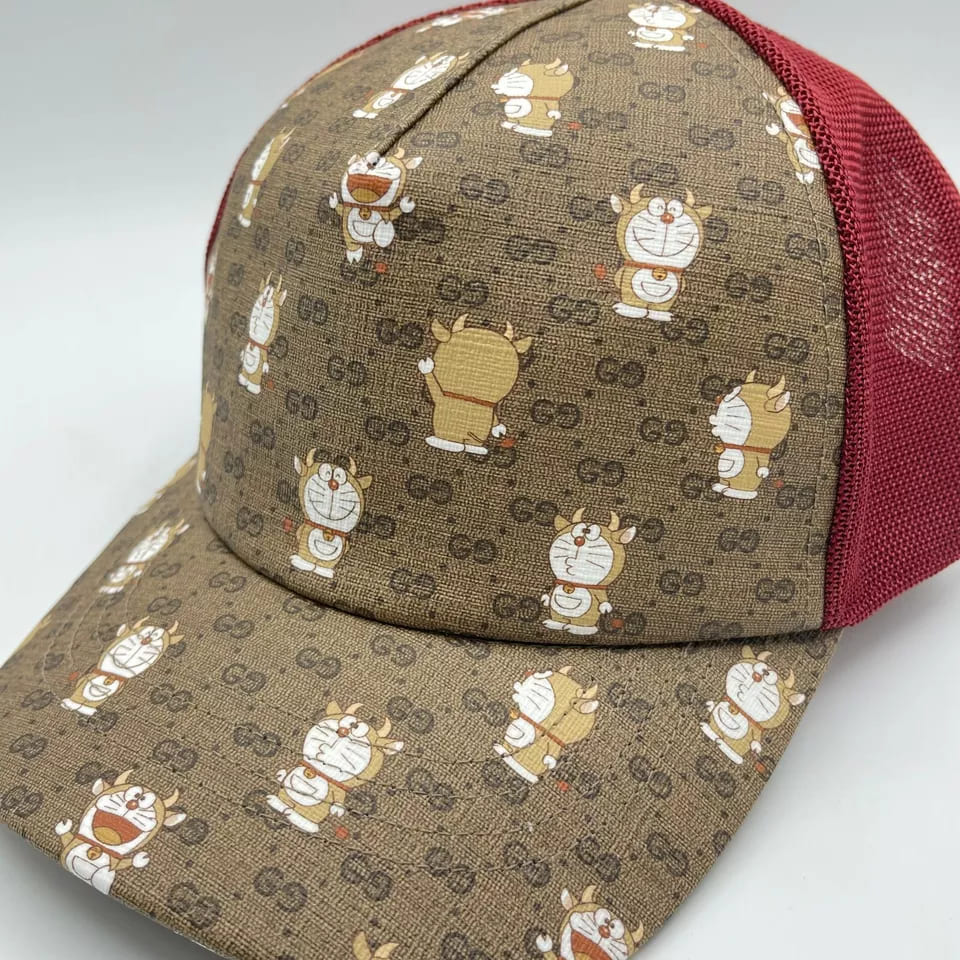 Gucci x Doraemon Men's Limited Edition Brown/Burgundy Baseball Hat