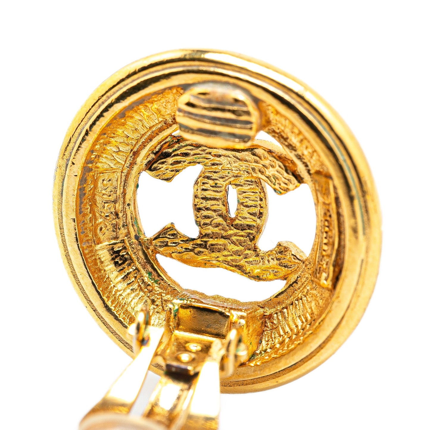 Gold Chanel Gold Plated CC Clip On Earrings
