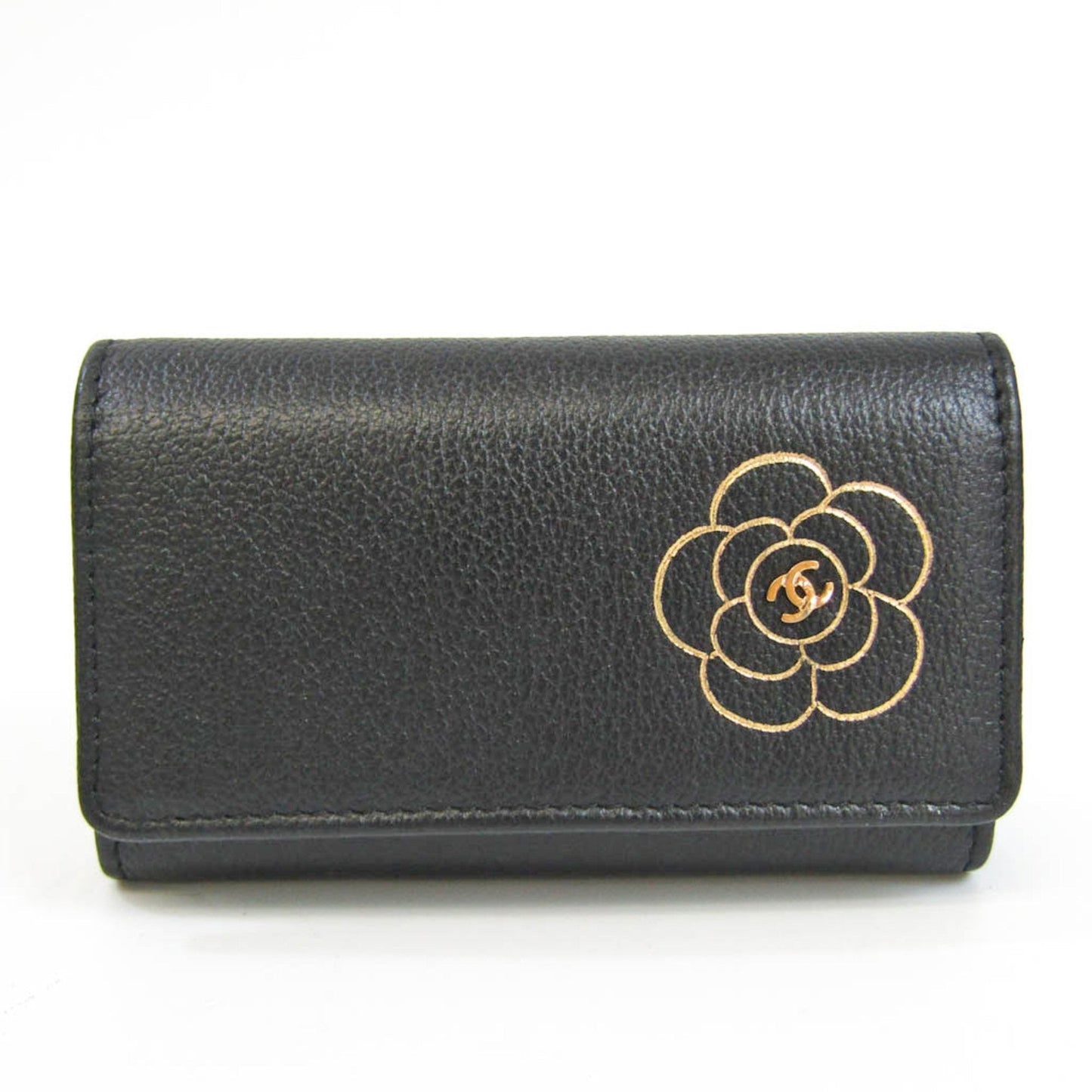 Chanel Black Leather Camellia wallet accessories