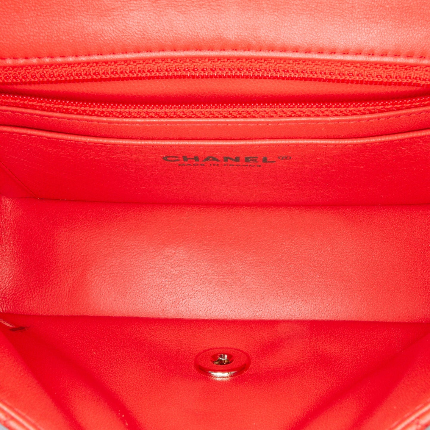 Red Chanel Mini Rectangular Classic Lambskin Single Flap Crossbody Bag