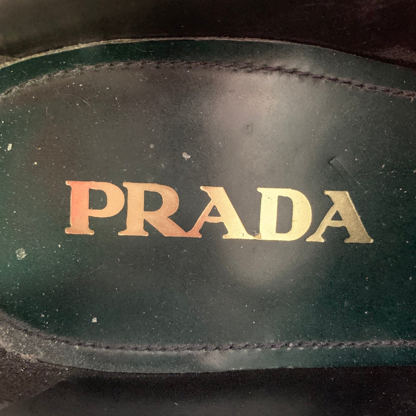 PRADA Size 6.5 Green Brown Wingtip Leather Platform Lace-Up Shoes