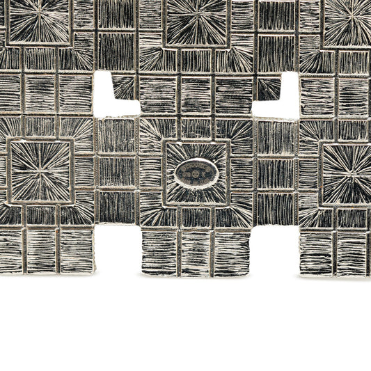 Silver Chanel Silver Plated  CC Crystal Square Brooch