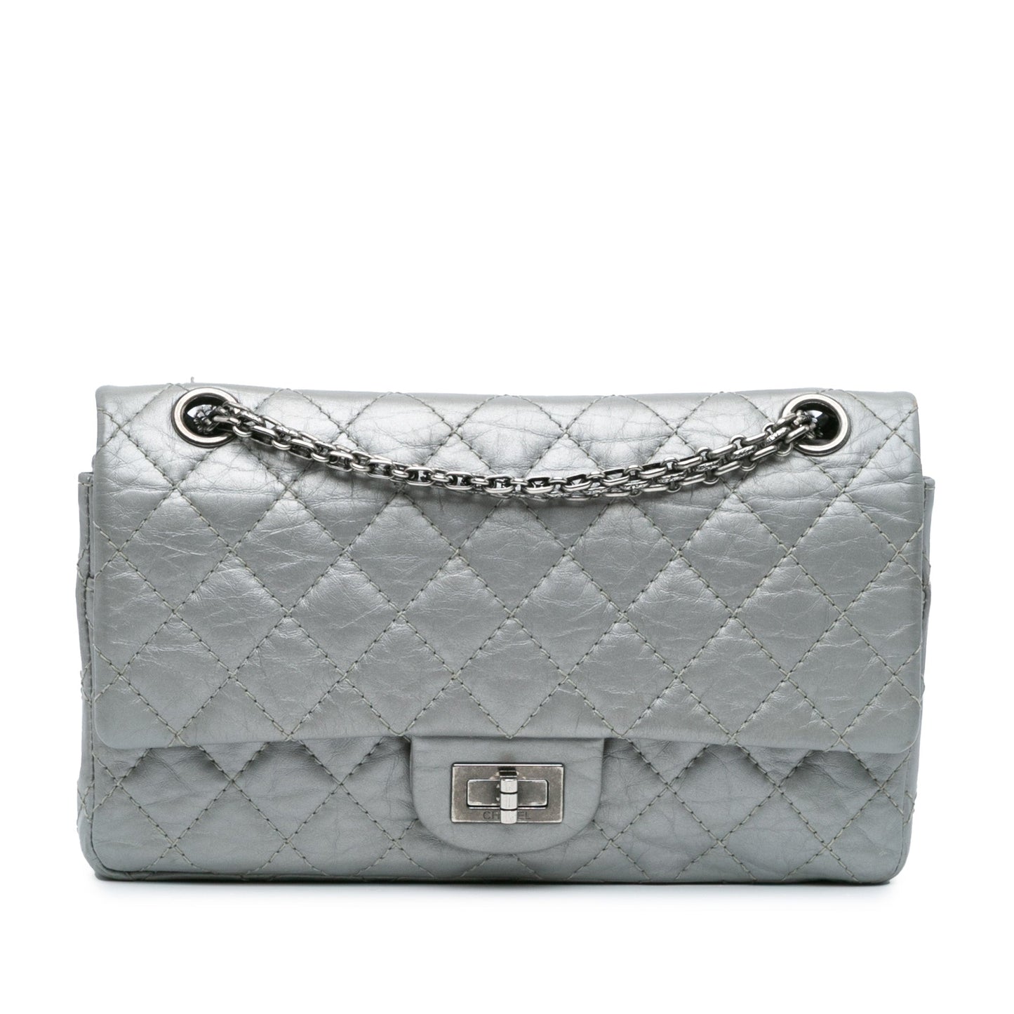 Silver Chanel Reissue 2.55 Aged Calfskin Flap 225 Shoulder Bag